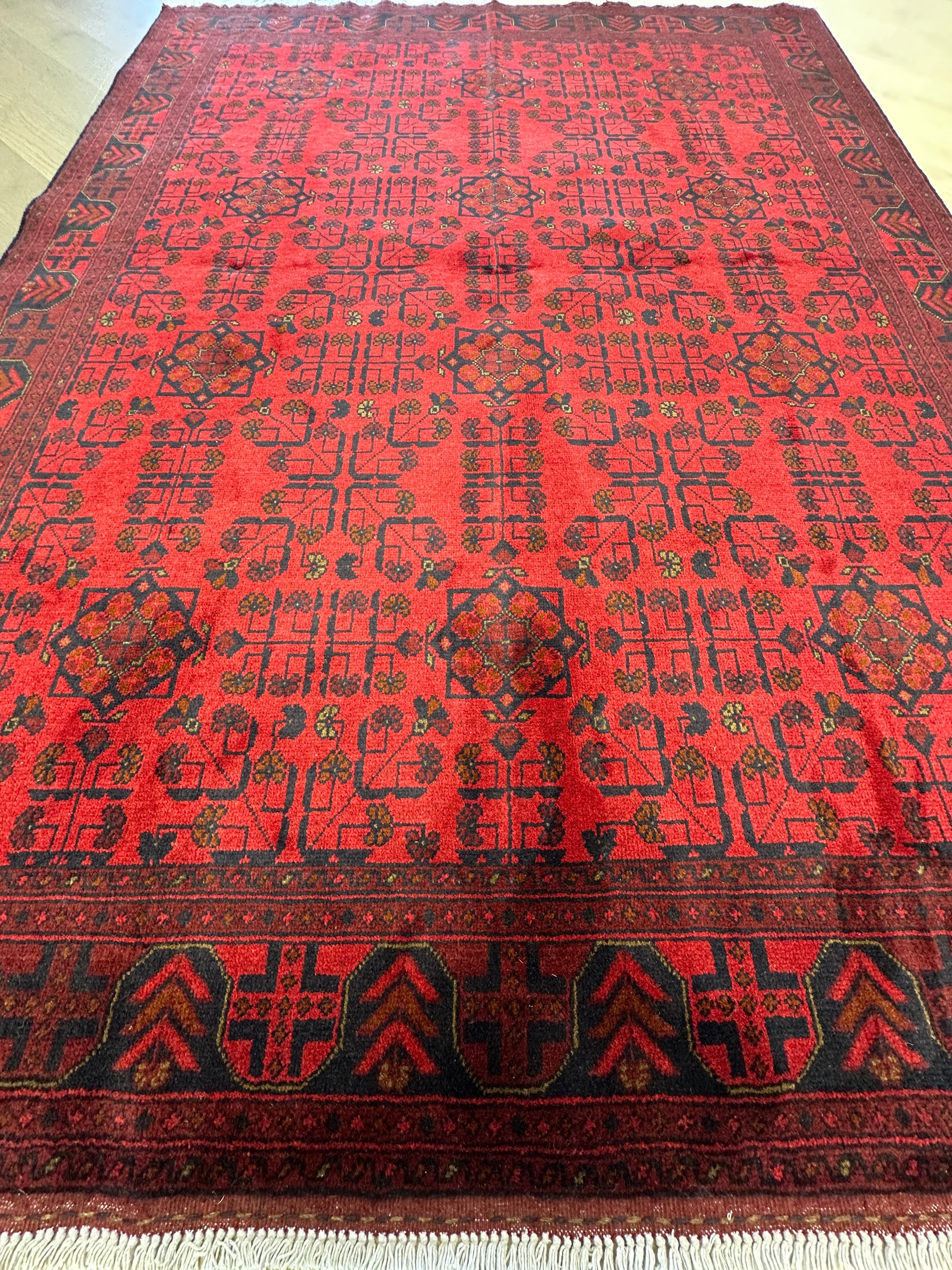 Red Afghan Handmade — 2.28 x 1.69
