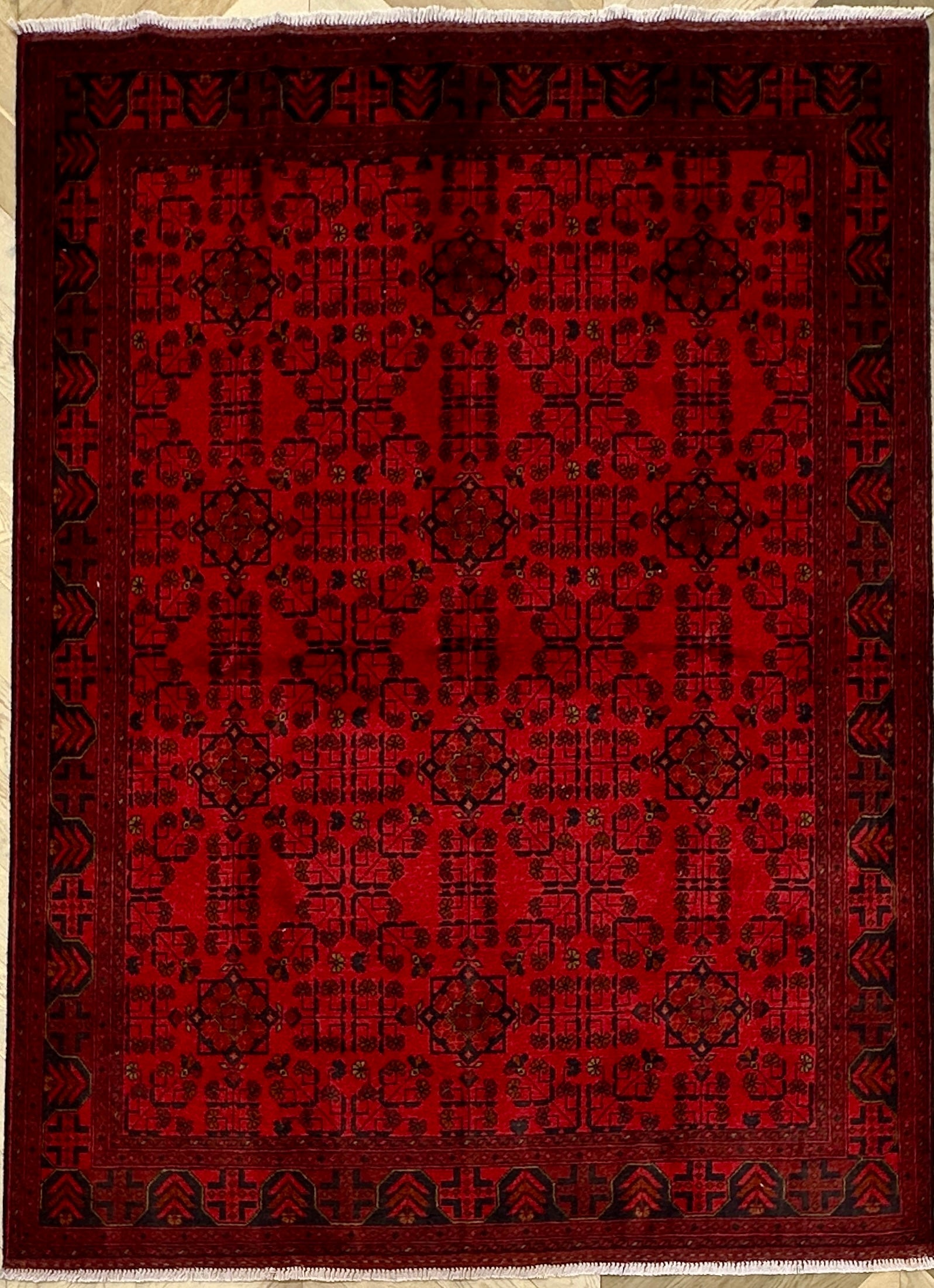 Red Afghan Handmade — 2.28 x 1.69