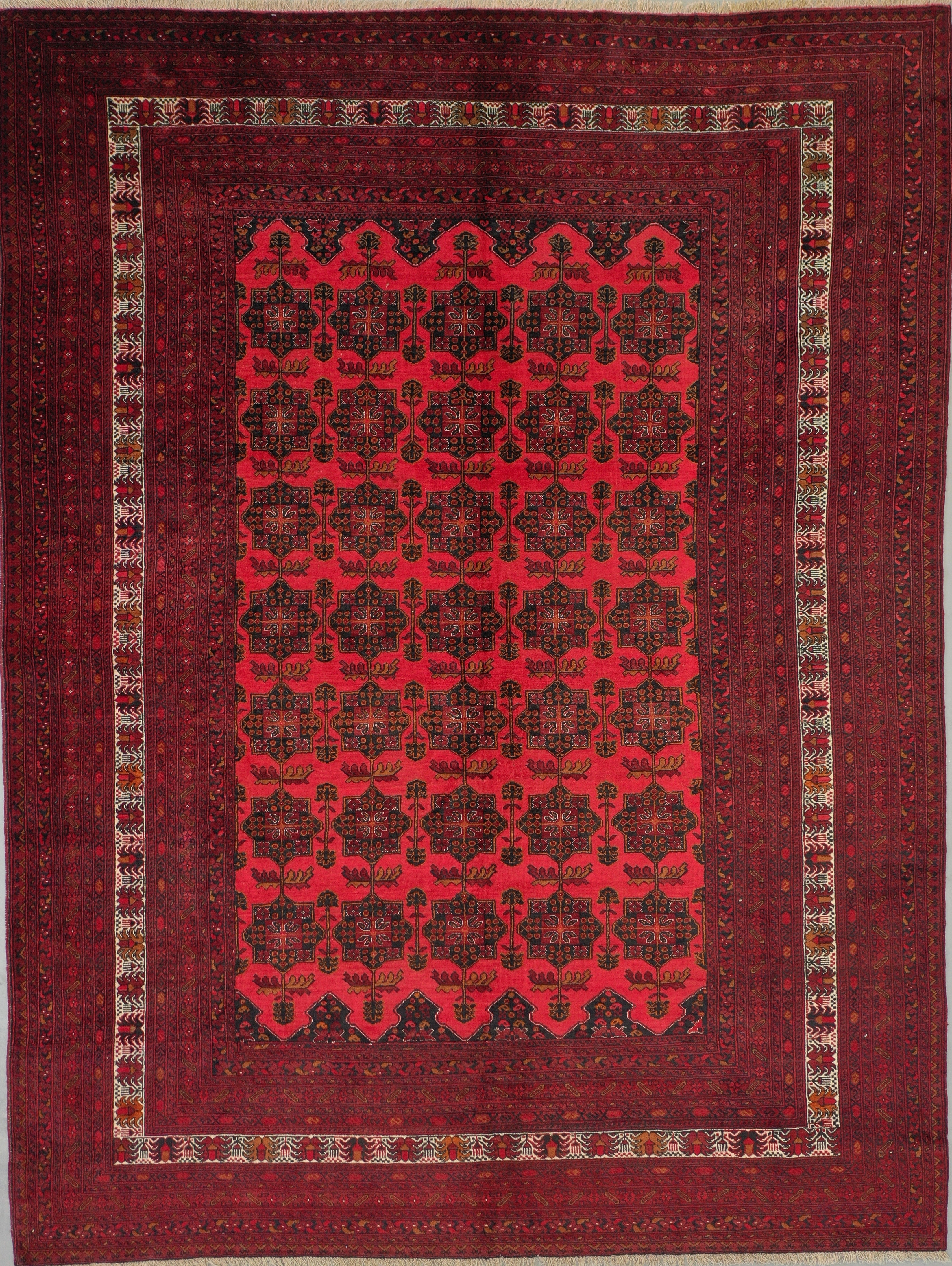 Red Afghan Handmade — 3.40 x 2.56