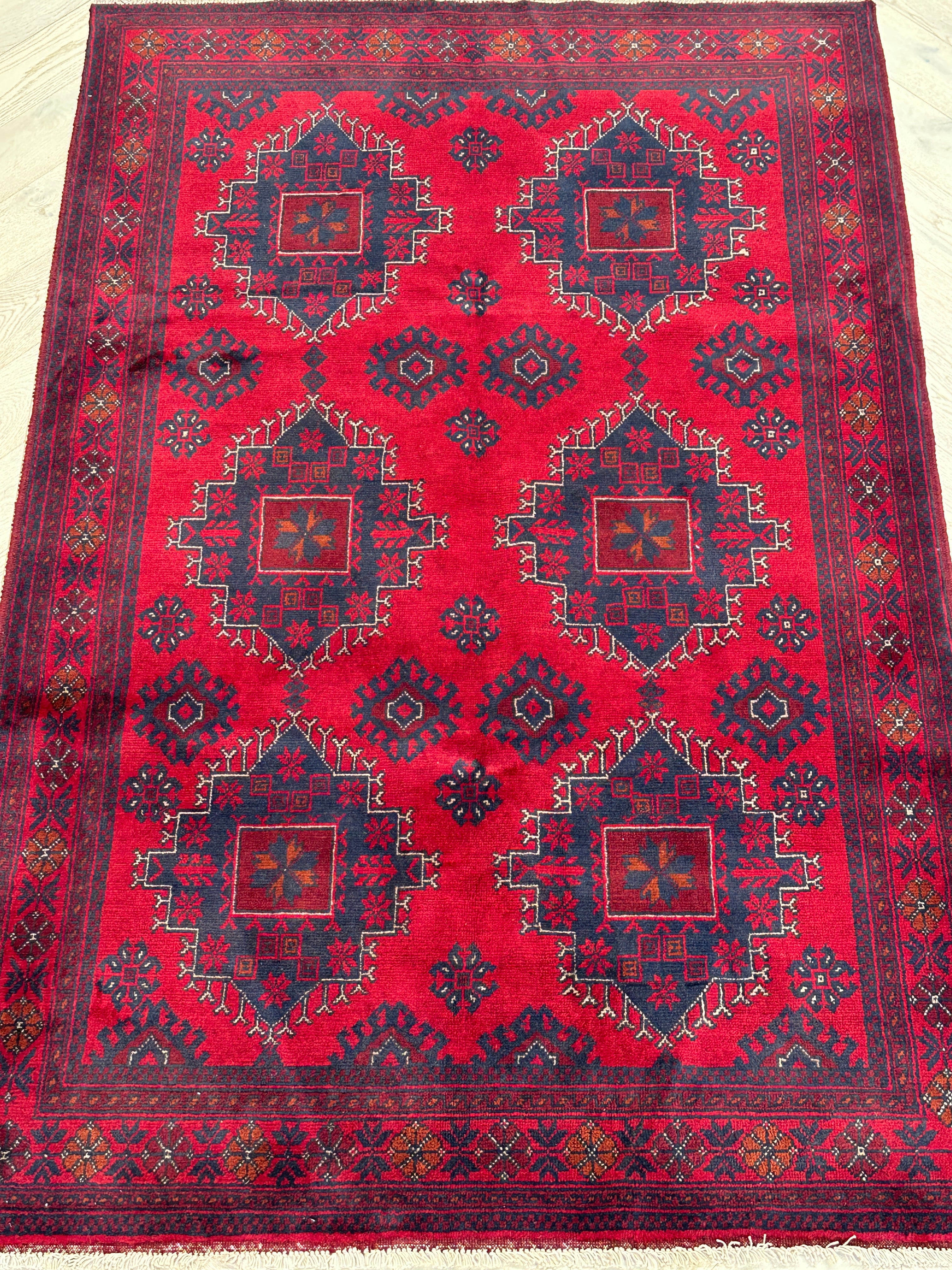 Red Afghan Handmade — 1.92 x 1.28