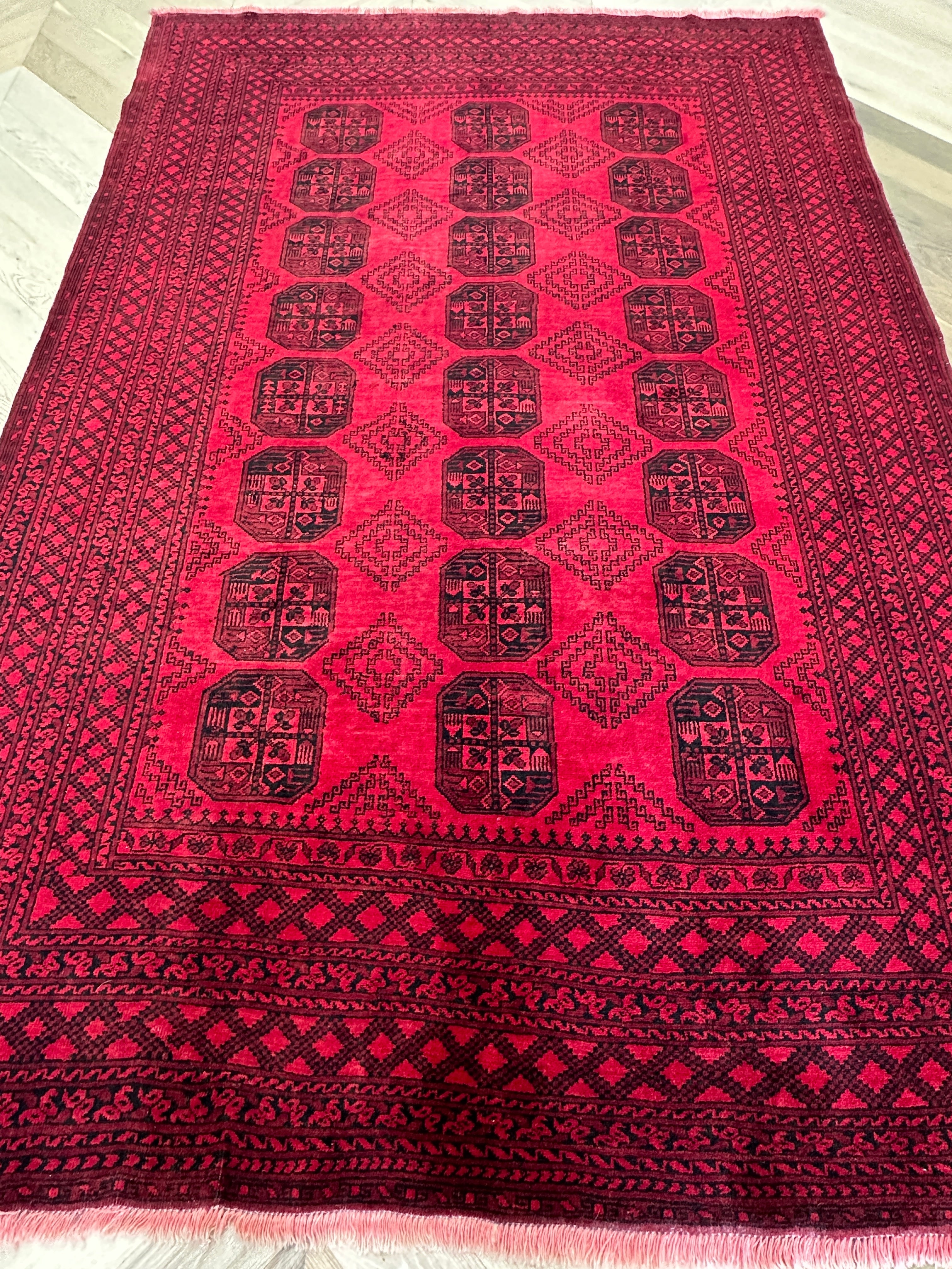 Red Afghan Handmade — 2.95 x 2.00