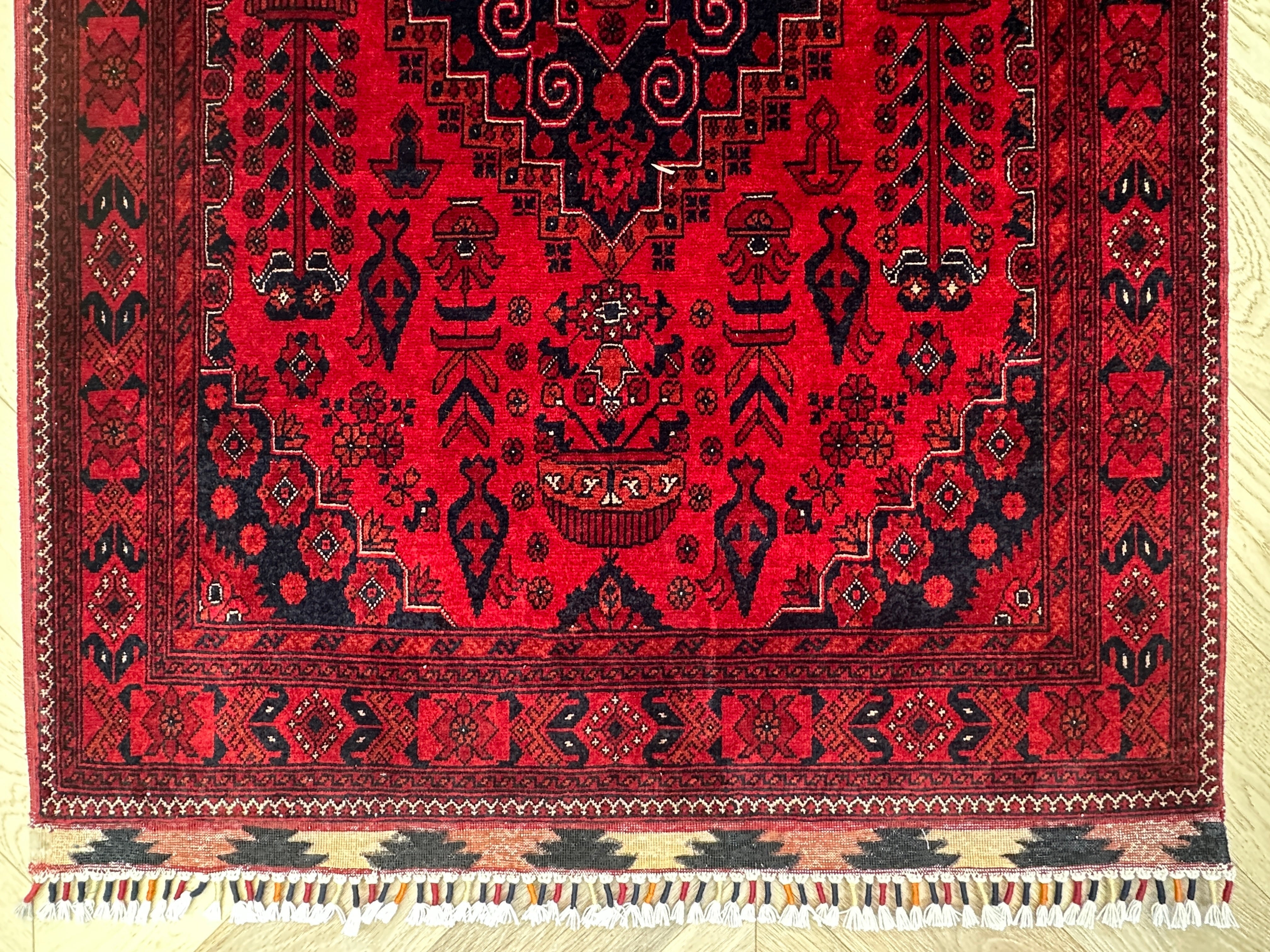 Red Afghan Handmade — 3.00 x 0.90