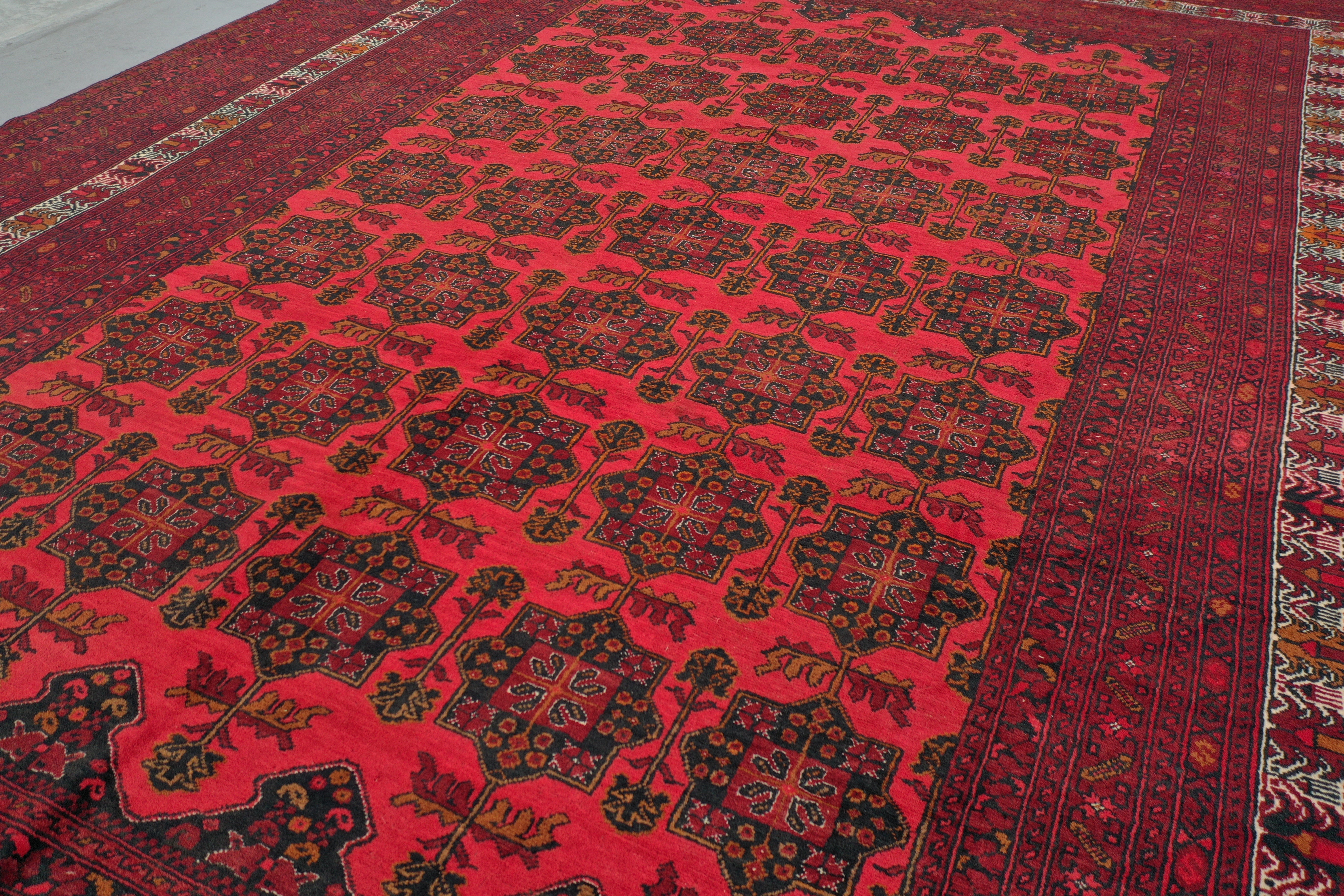 Red Afghan Handmade — 3.40 x 2.56