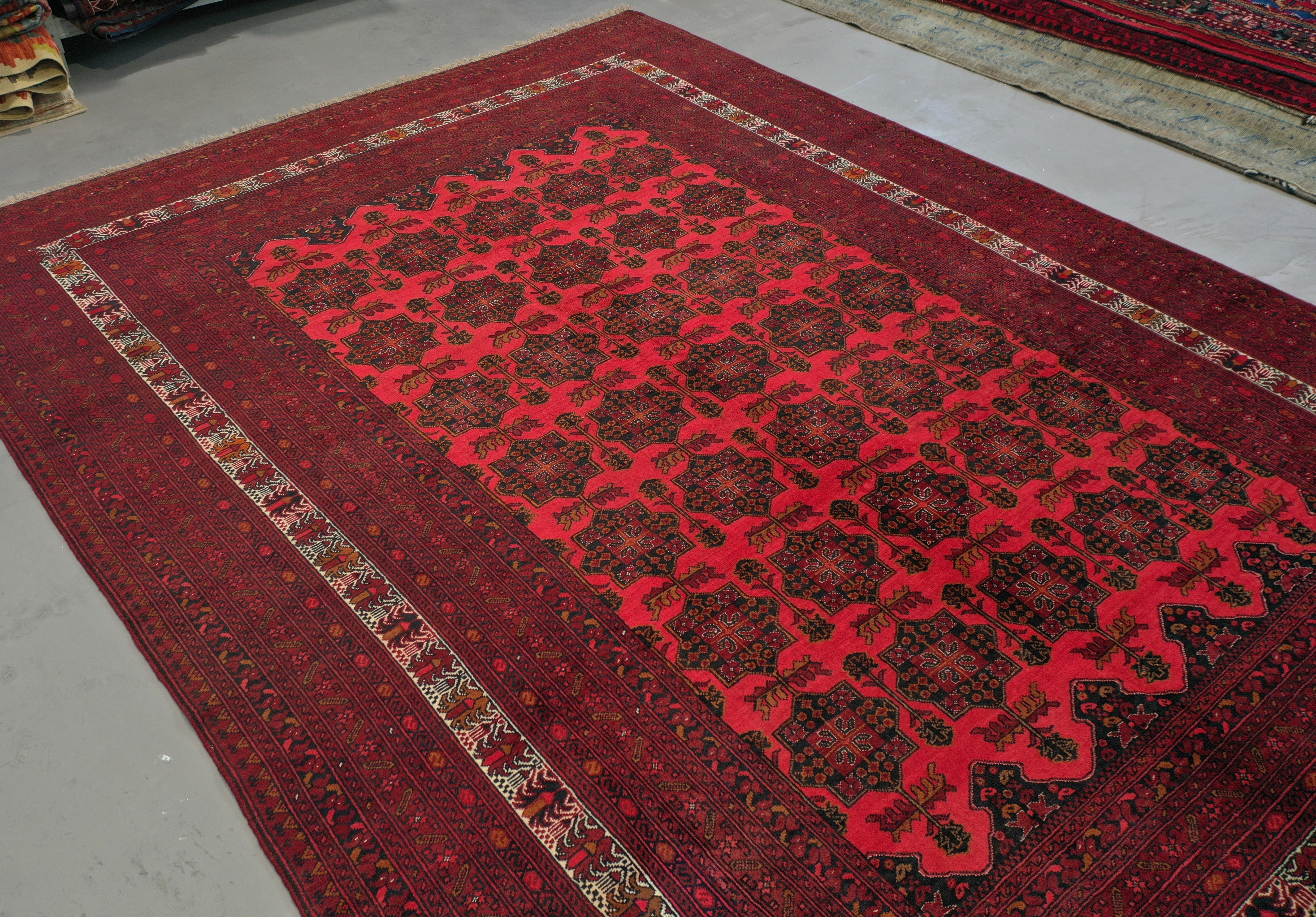 Red Afghan Handmade — 3.40 x 2.56