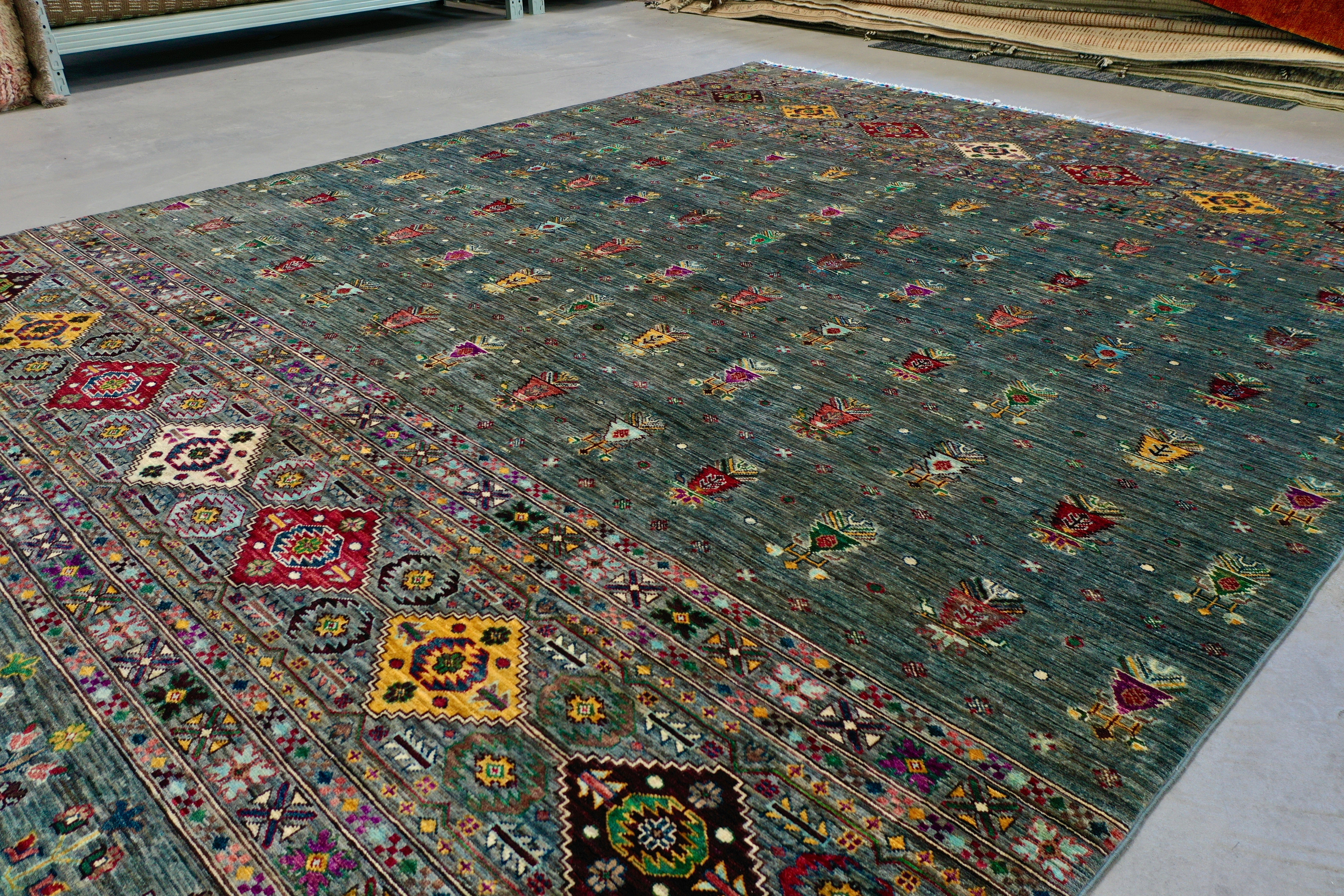 Green forest chobi rug 303x246cm