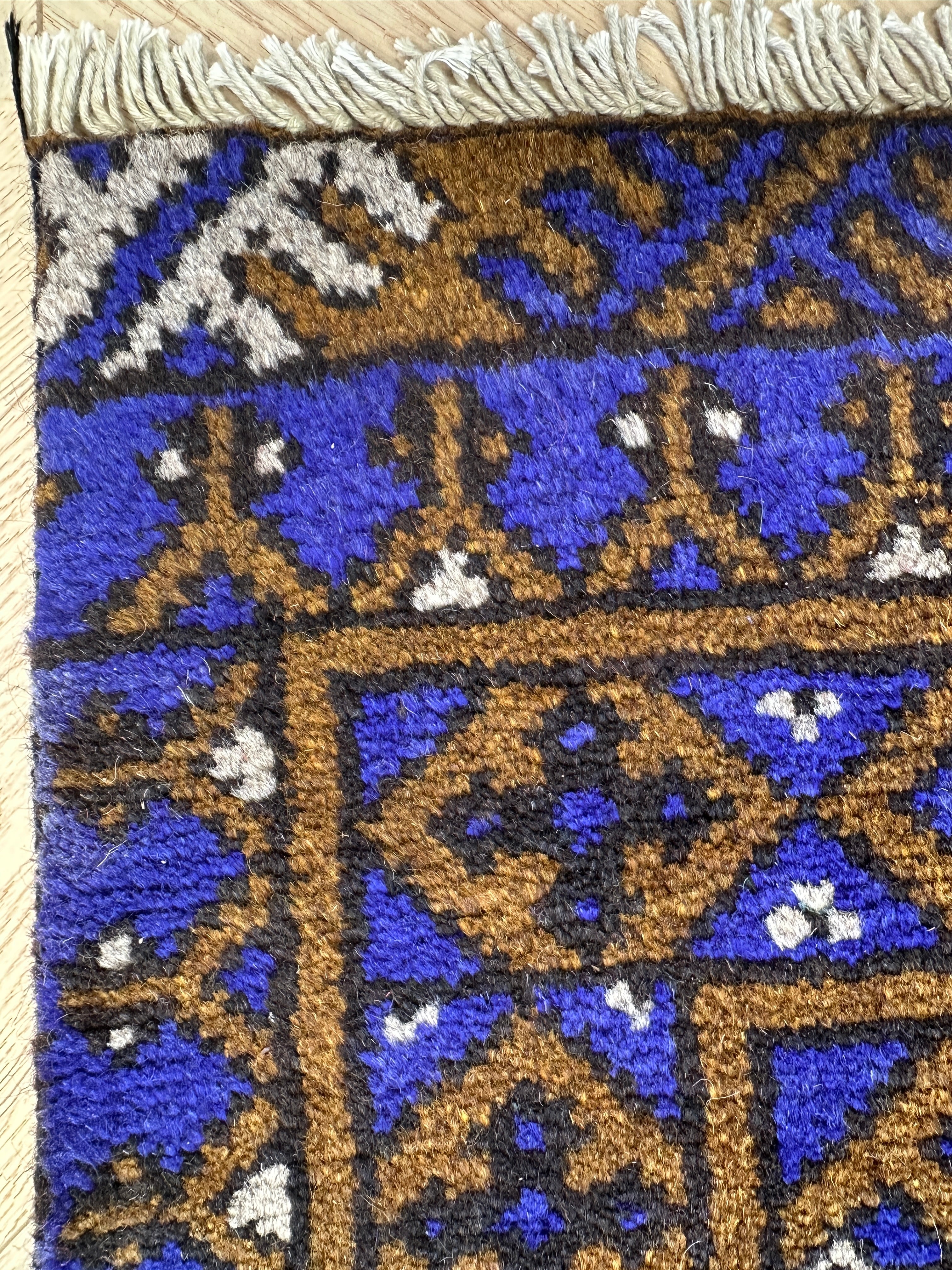 Blue Chobi Afghan Handmade — 1.95 x 1.55