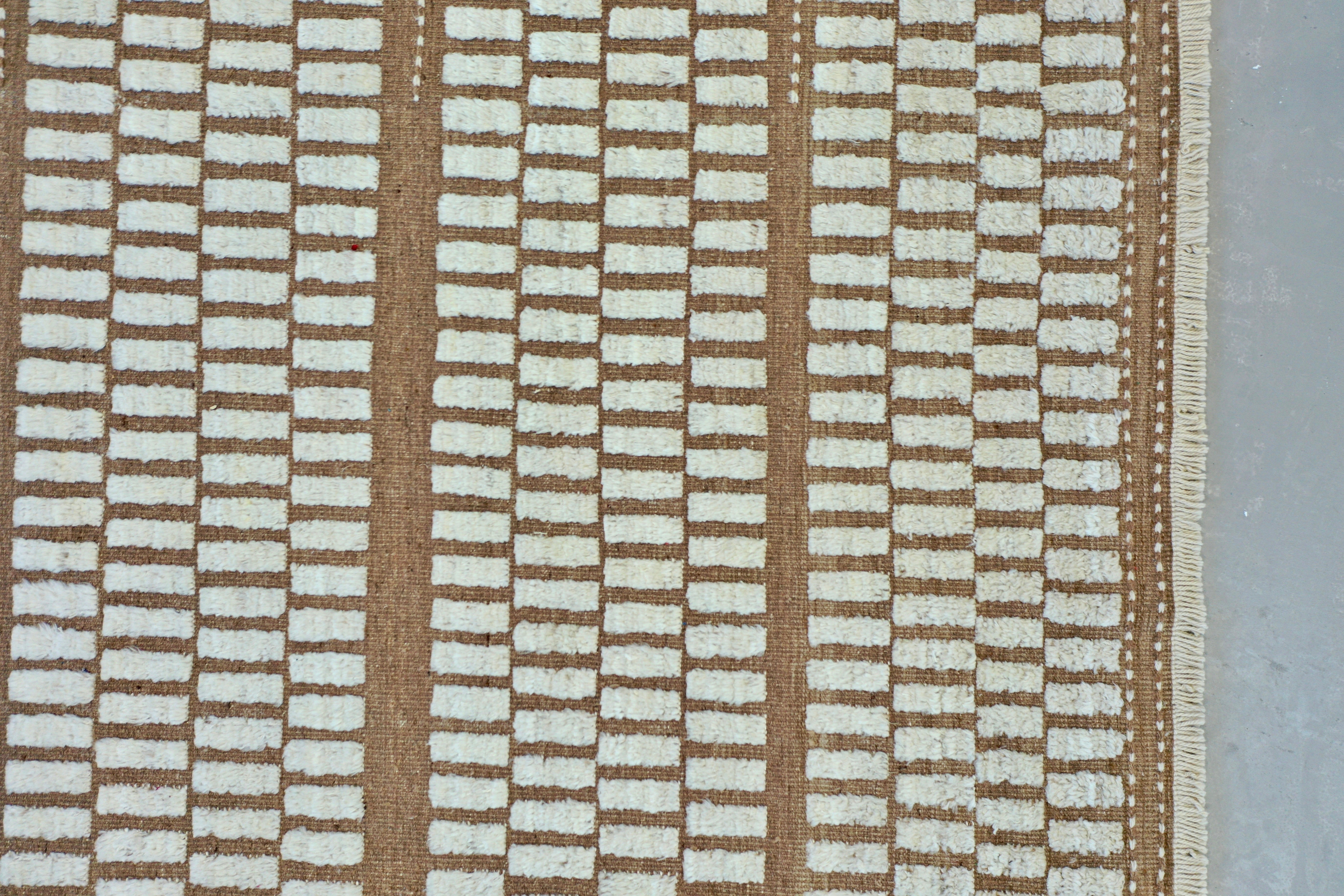 Beige Afghan Handmade — 3.57 x 2.70