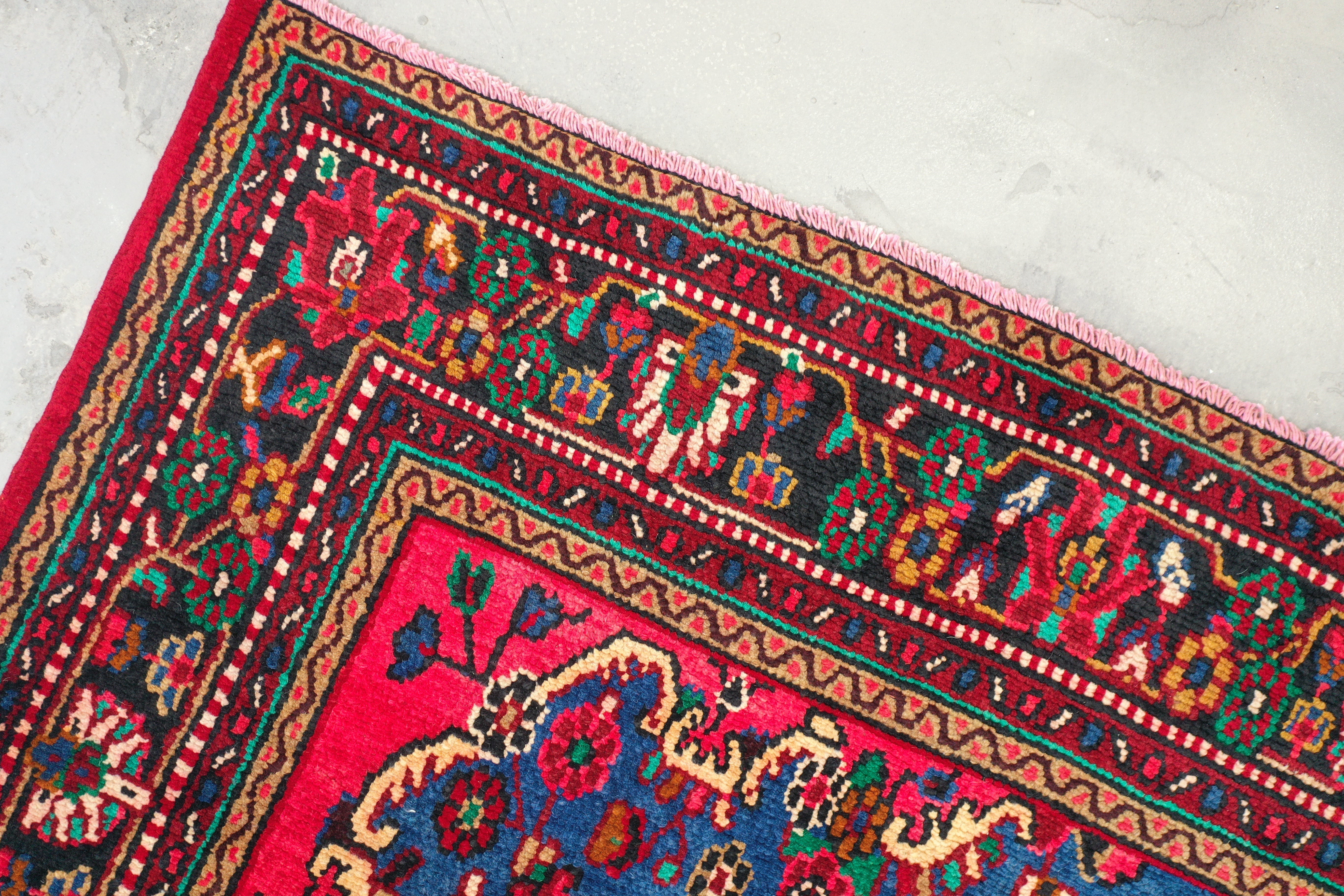 Red Afghan Handmade — 2.92 x 2.17