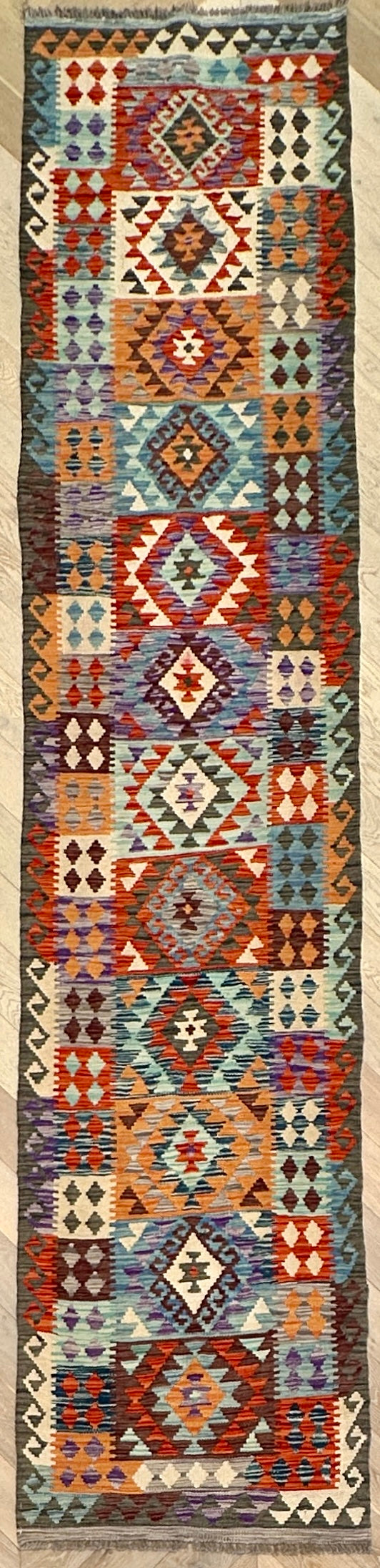 Afghan Kilim — 3.94 x 0.80