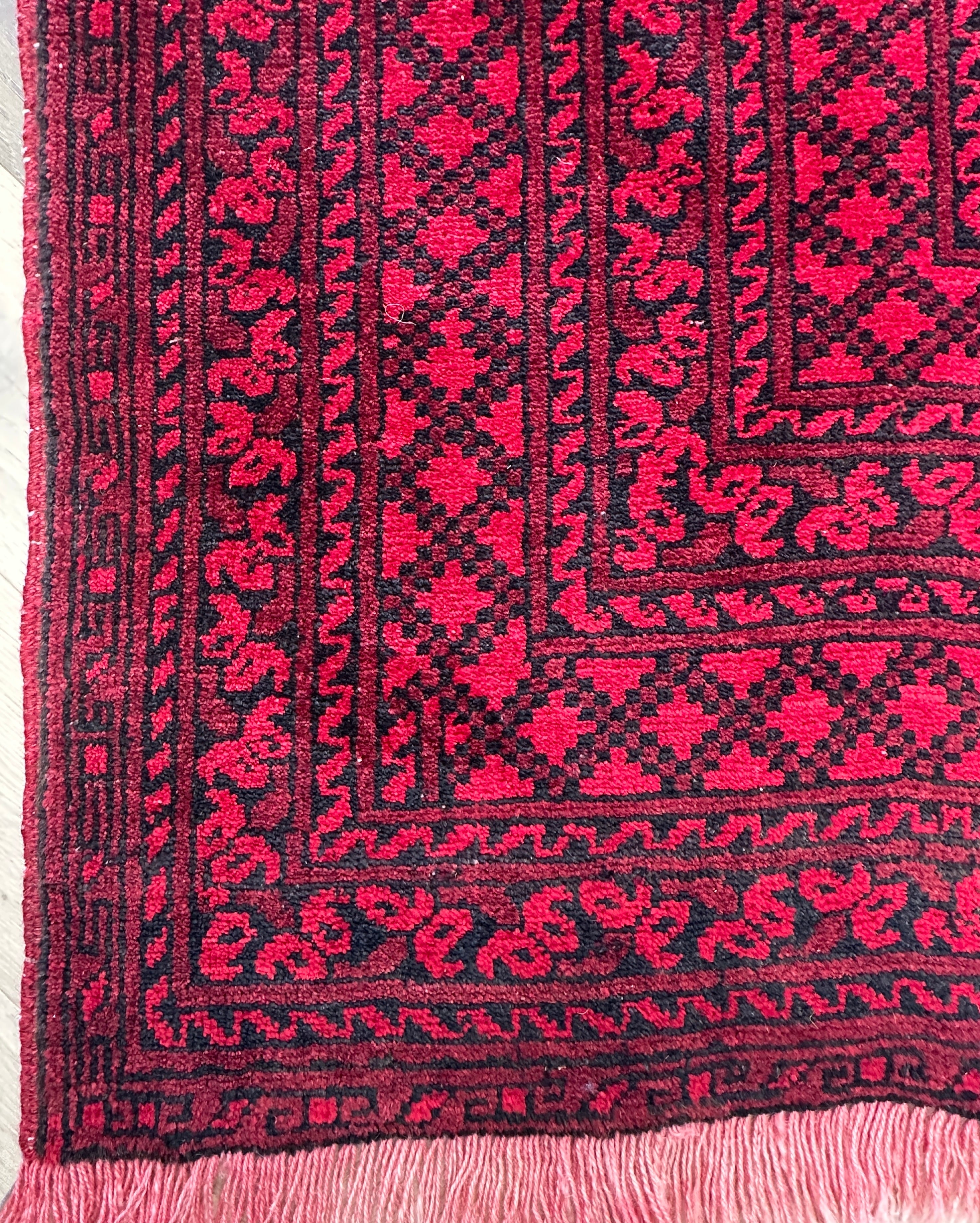 Red Afghan Handmade — 2.95 x 2.00