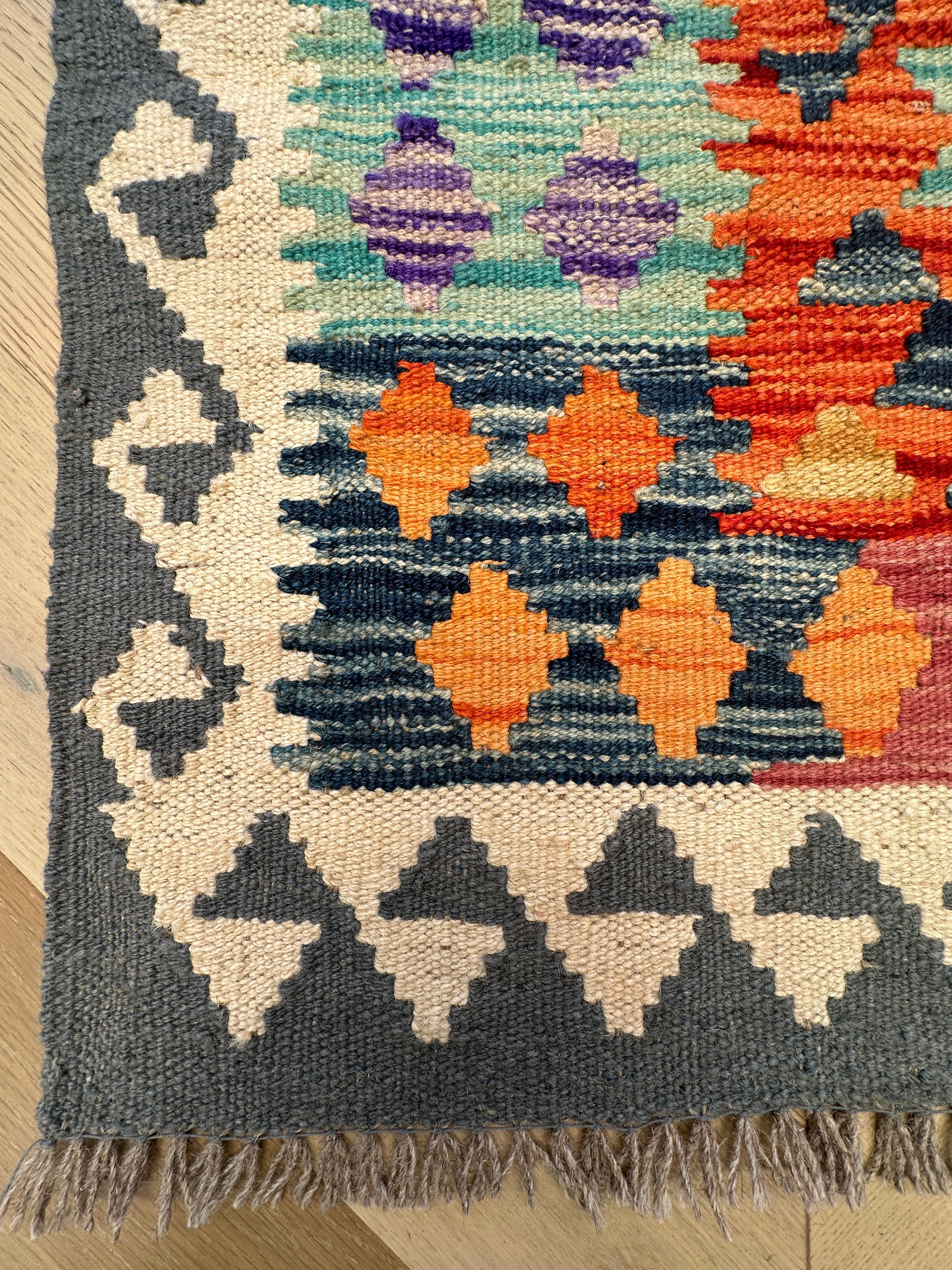 Afghan Kilim — 3.89 x 0.80