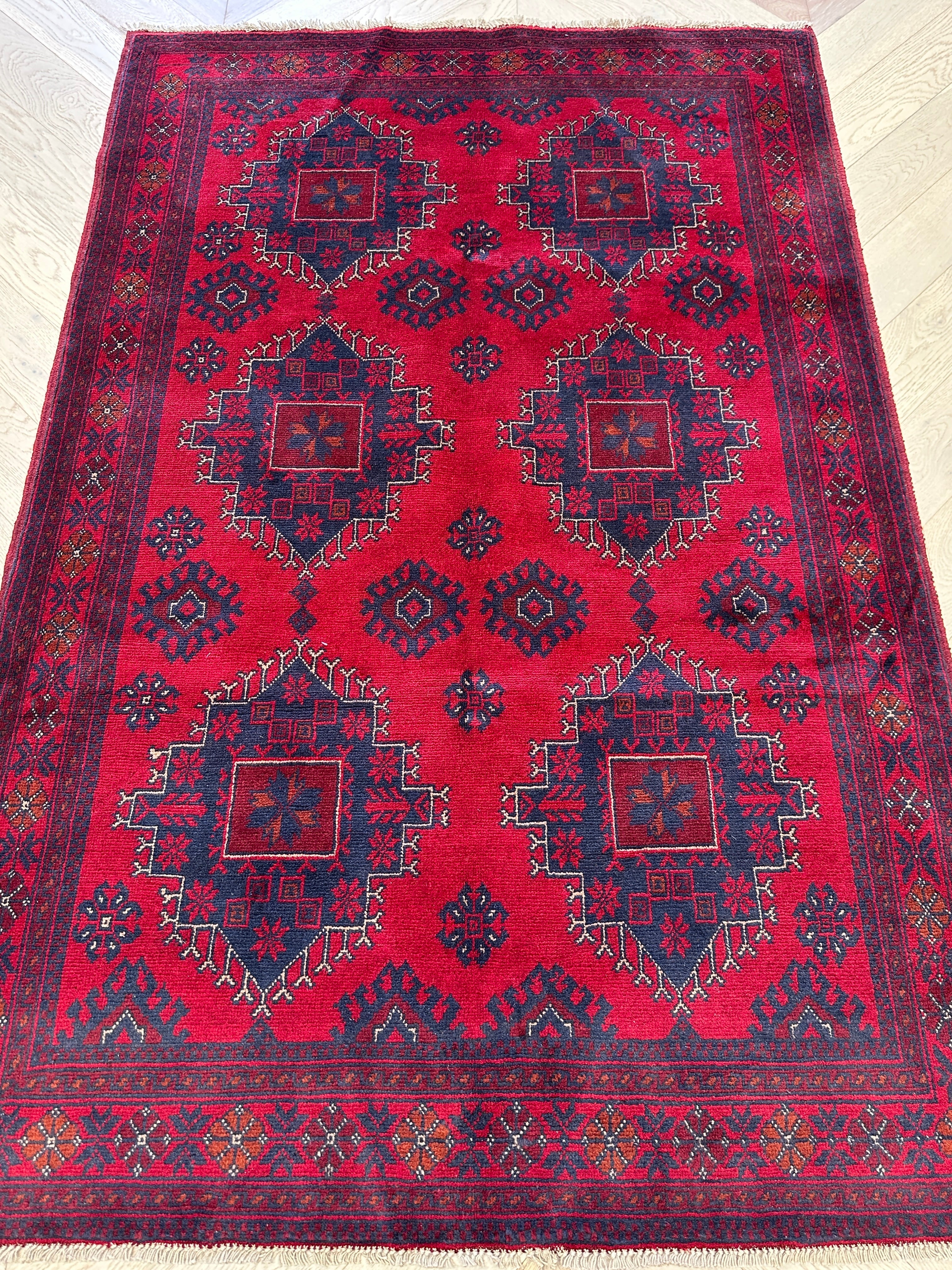 Red Afghan Handmade — 1.92 x 1.28