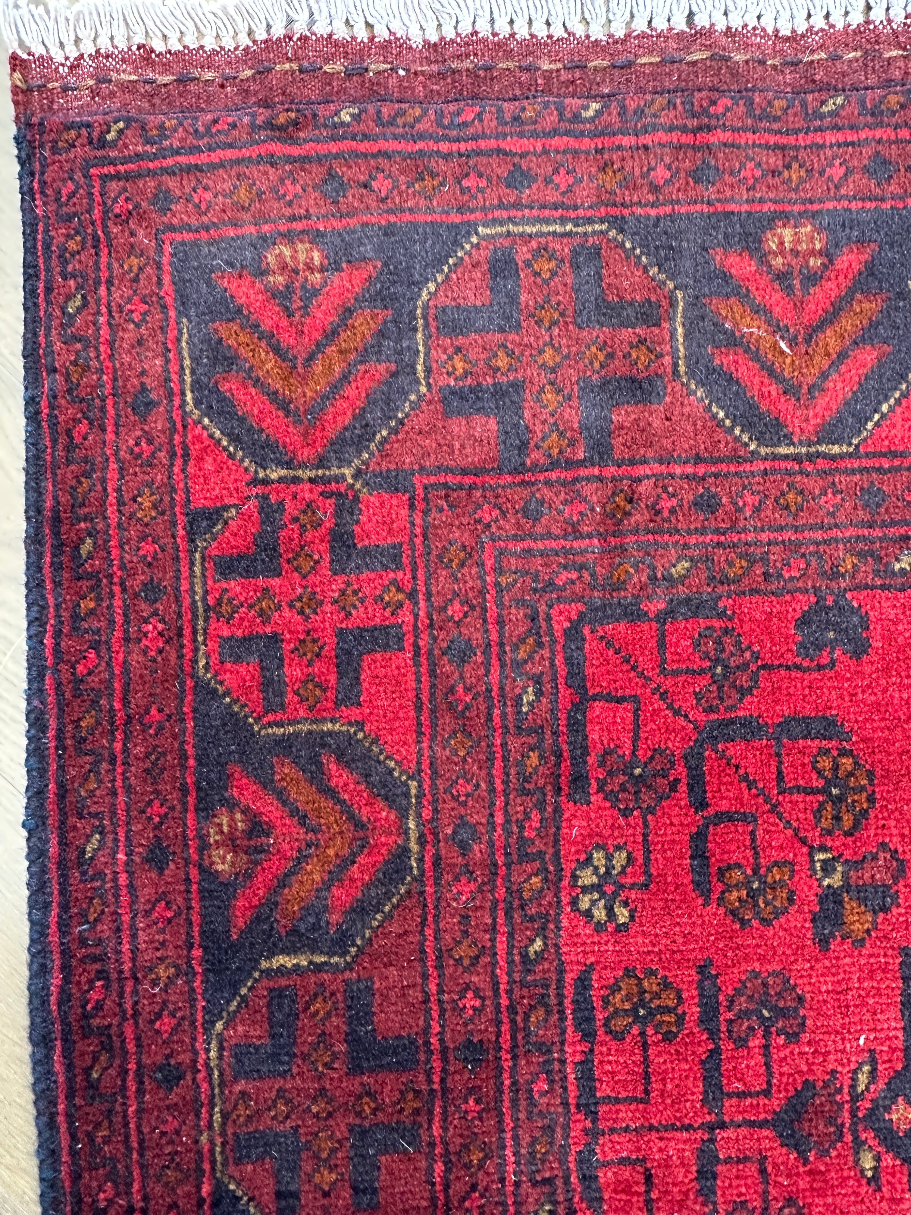 Red Afghan Handmade — 2.28 x 1.69