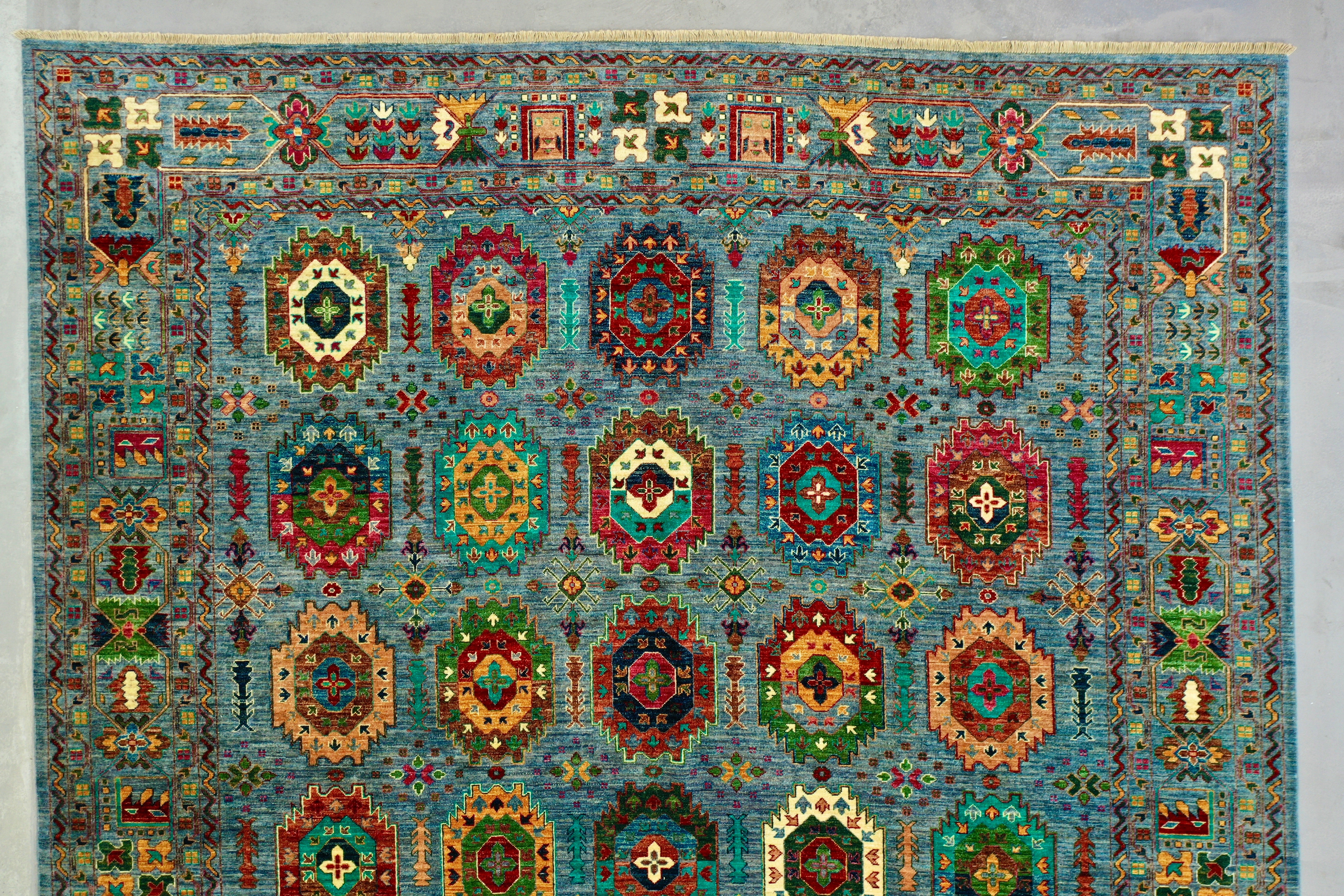 Blue Afghan Handmade — 3.10 x 4.04