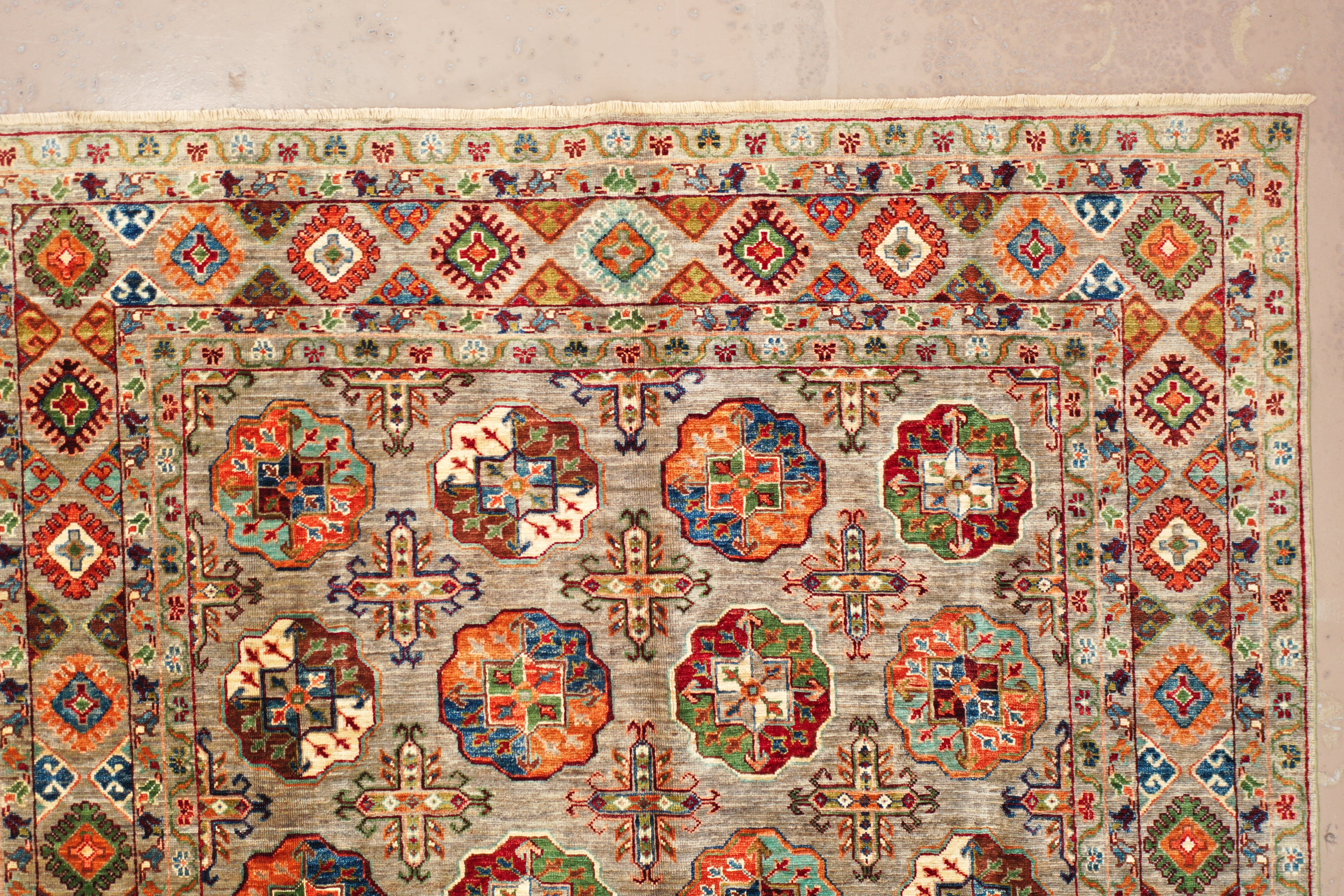 Grey Afghan Chobi rug 232x172