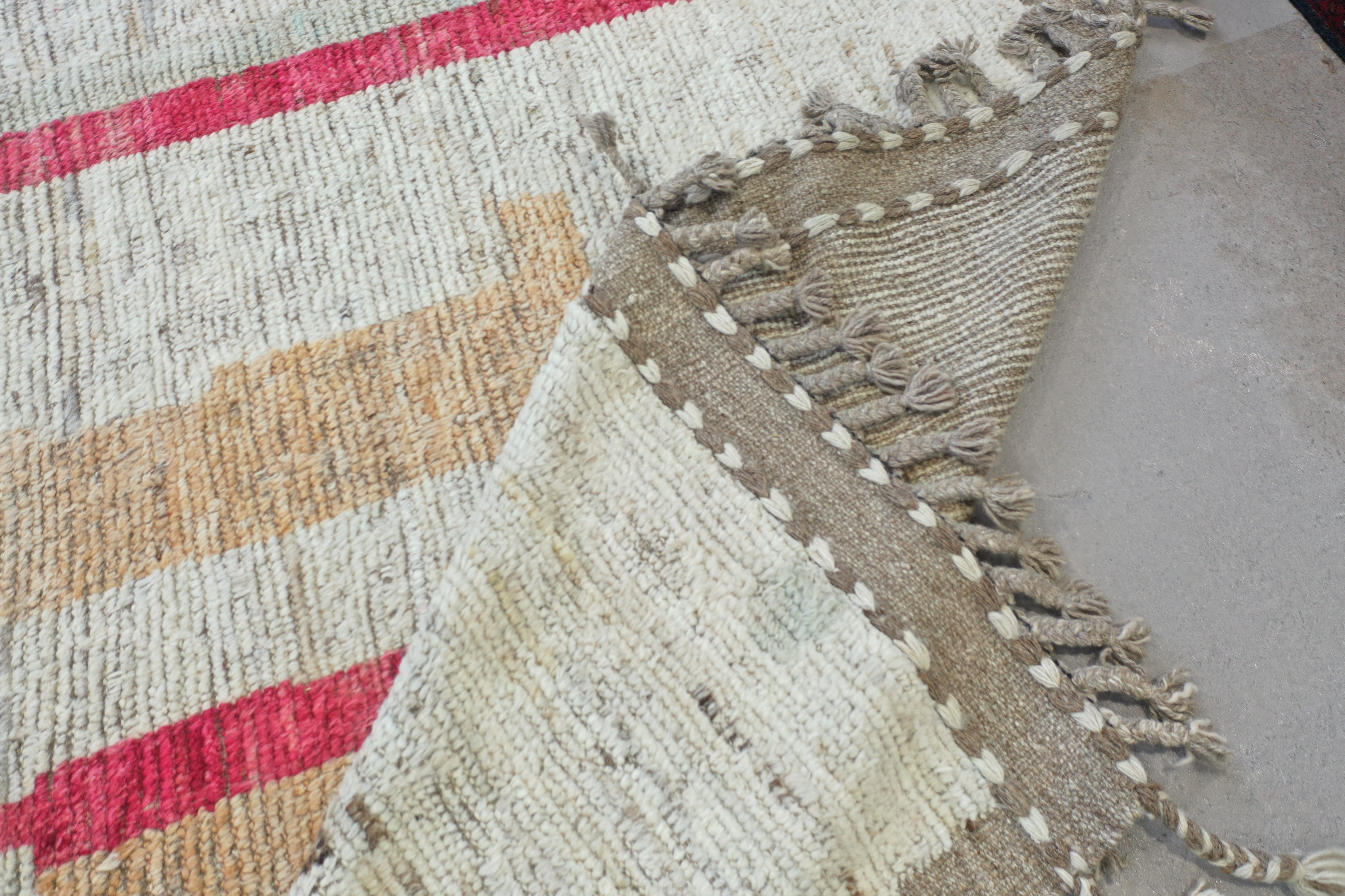 Beige Afghan Handmade — 4.39 x 3.27