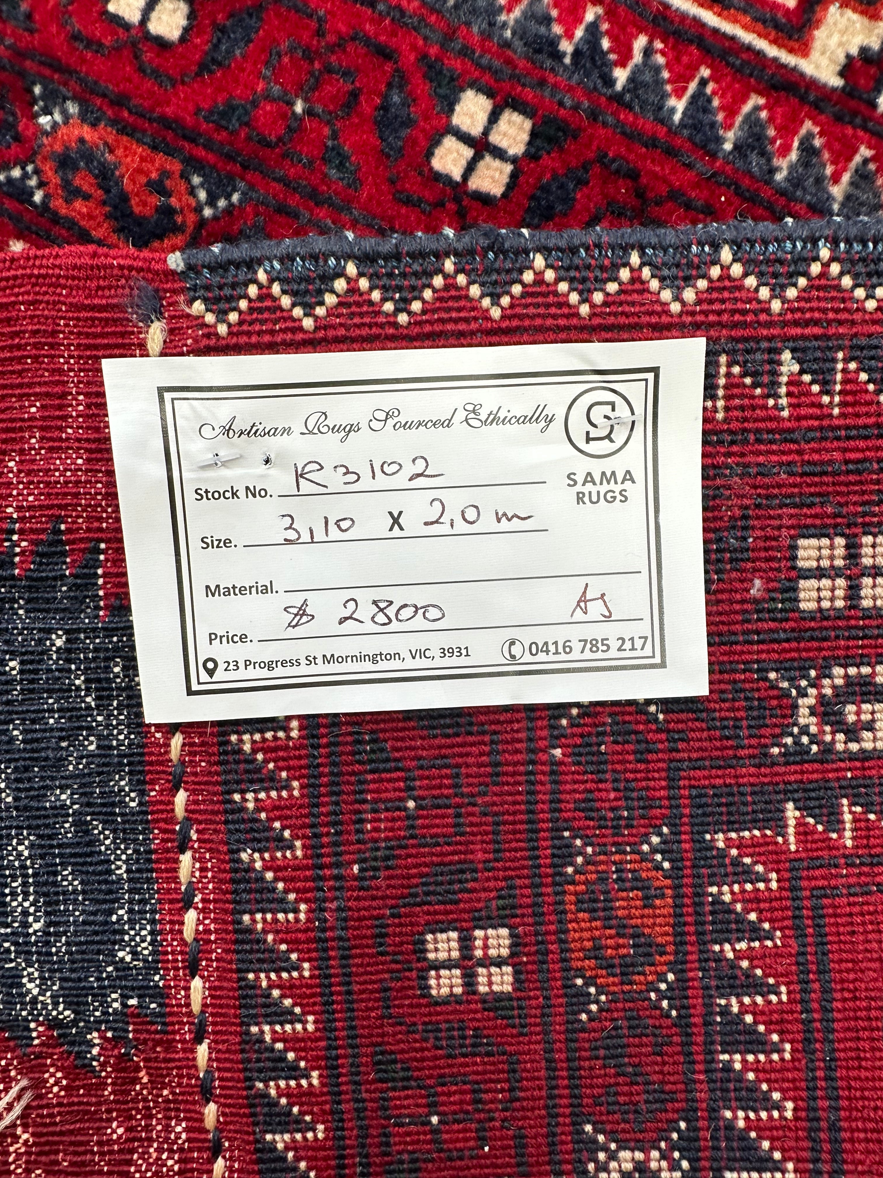 Natural Afghan Handmade — 3.10 x 2.00