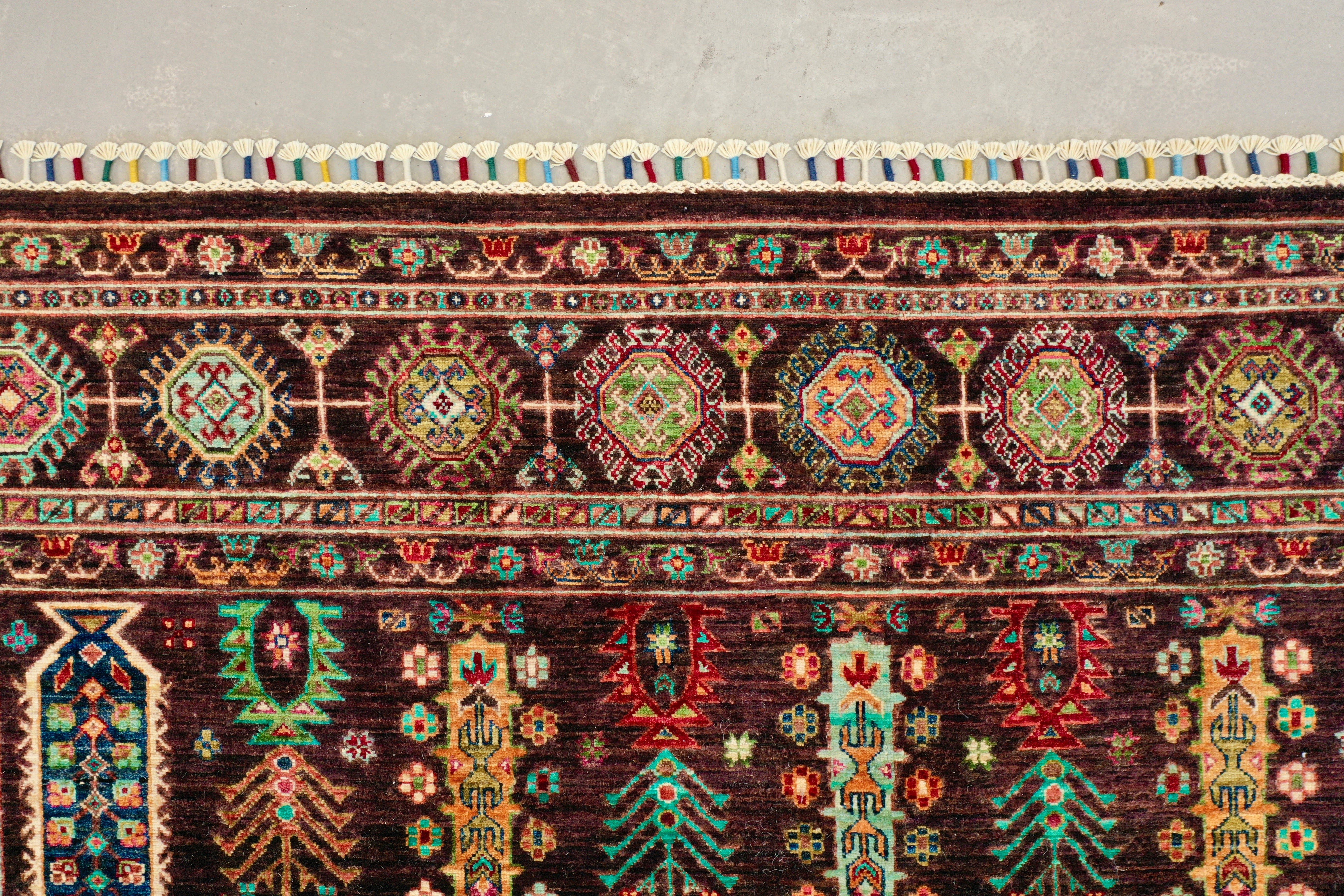 Brown Chobi Afghan Handmade — 2.91 x 2.37