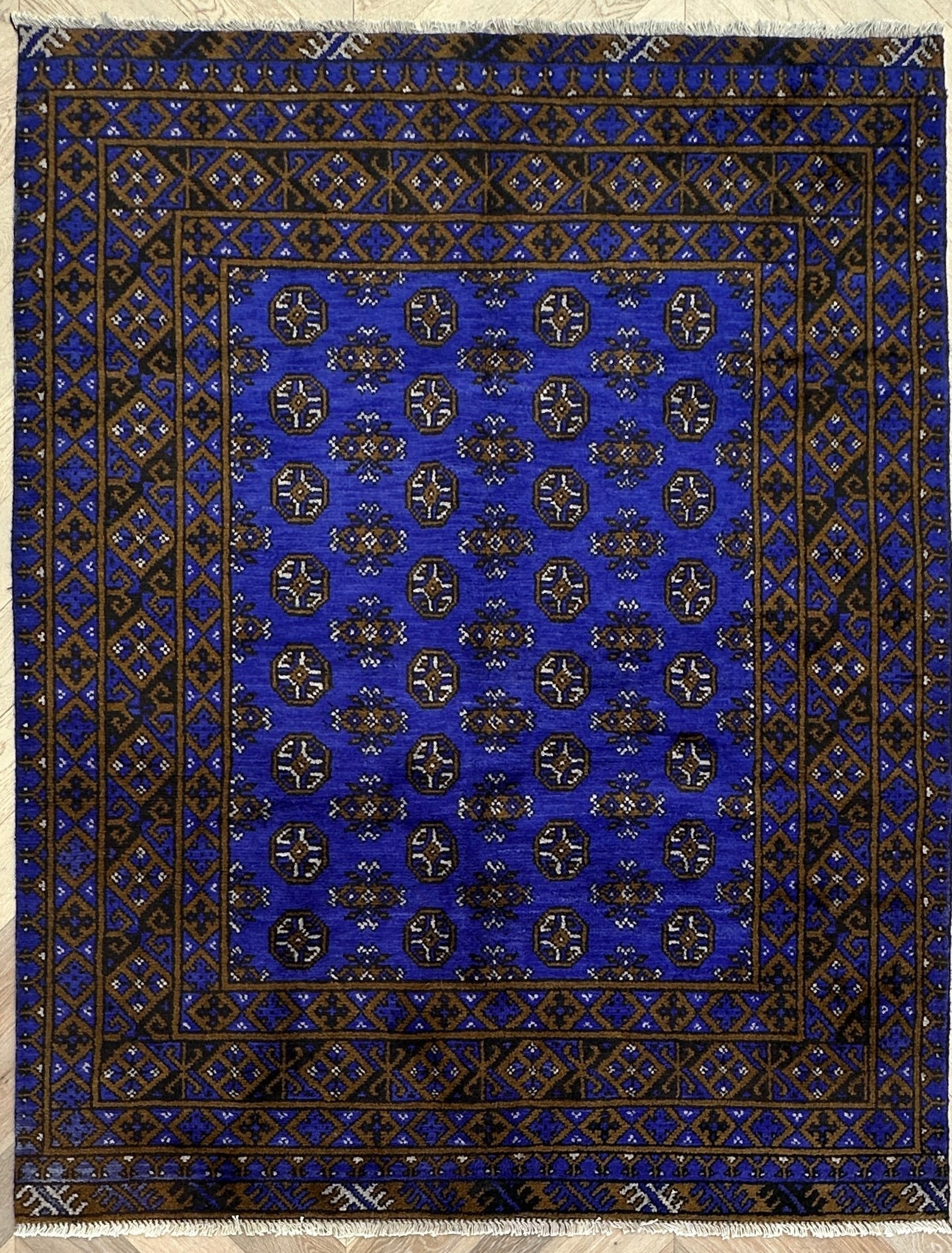 Blue Chobi Afghan Handmade — 1.95 x 1.55