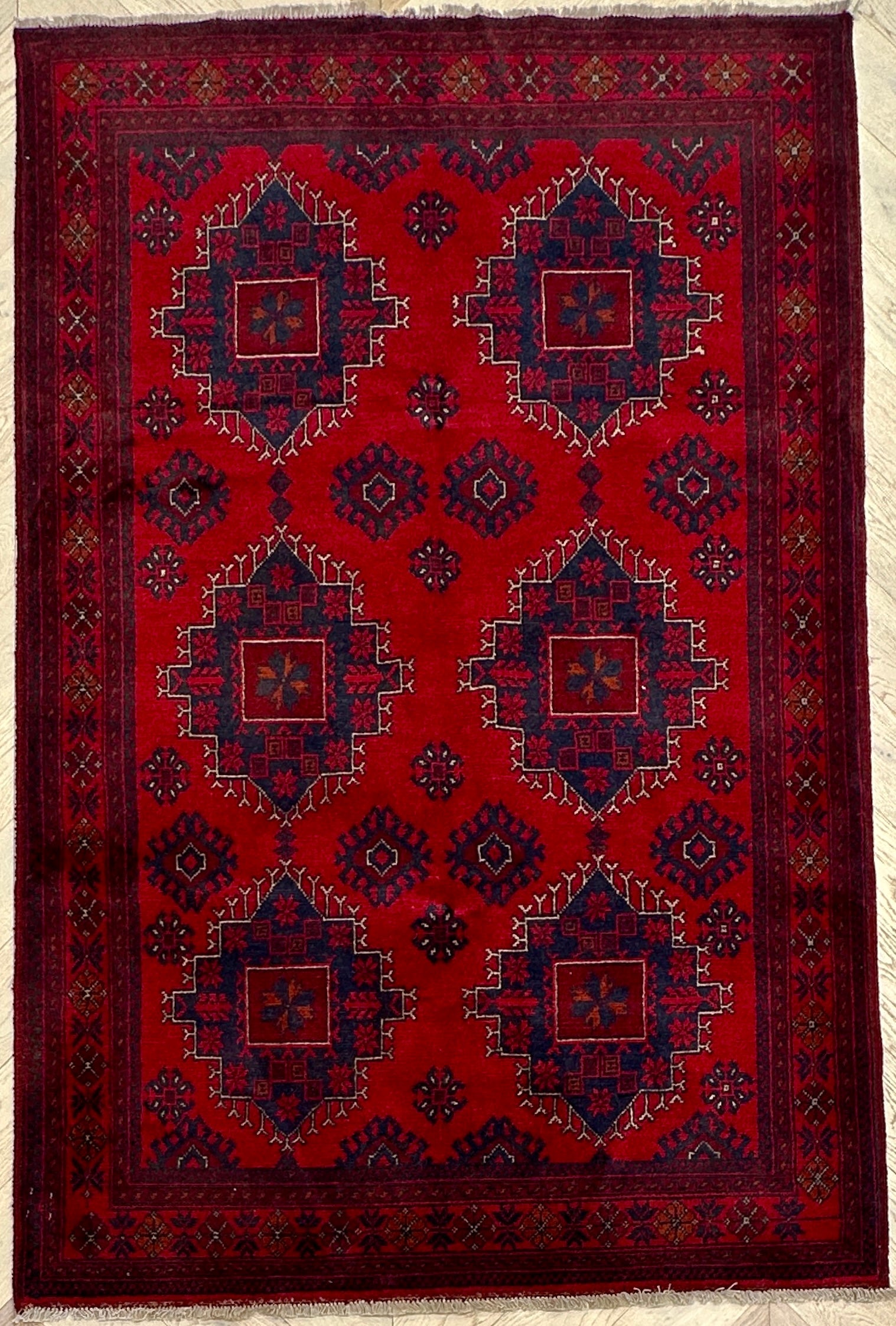 Red Afghan Handmade — 1.92 x 1.28