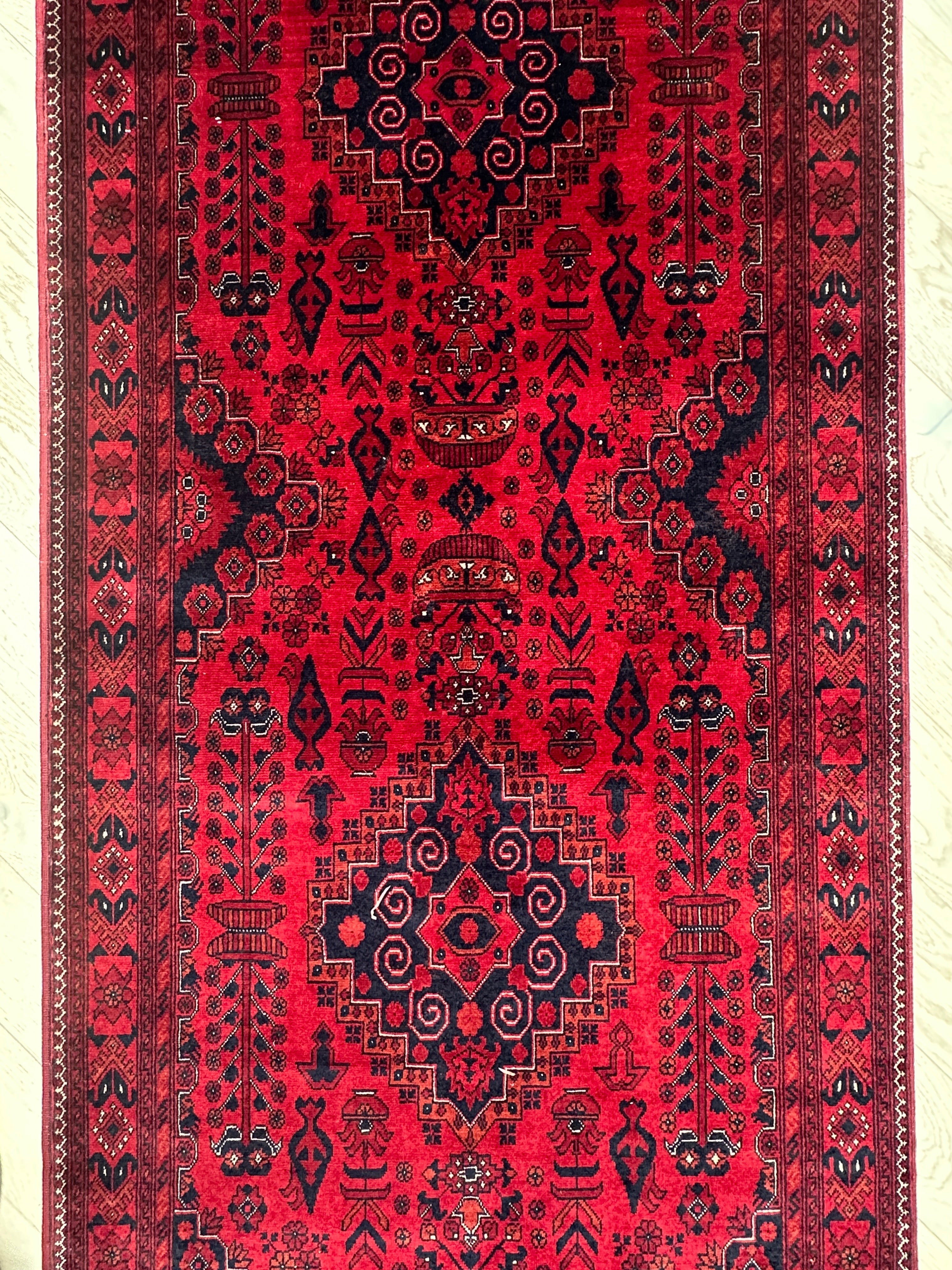 Red Afghan Handmade — 3.00 x 0.90