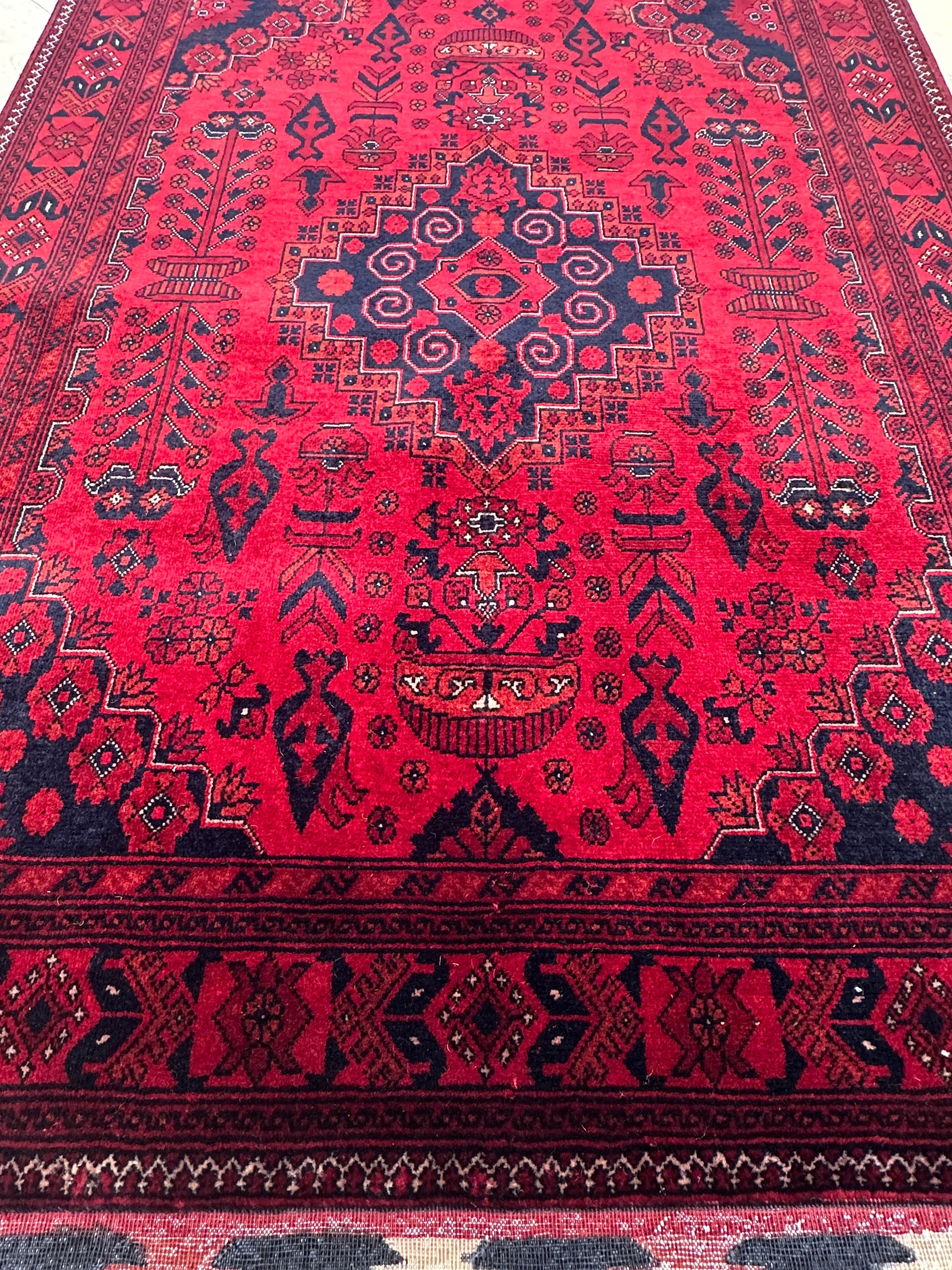Red Afghan Handmade — 3.00 x 0.90