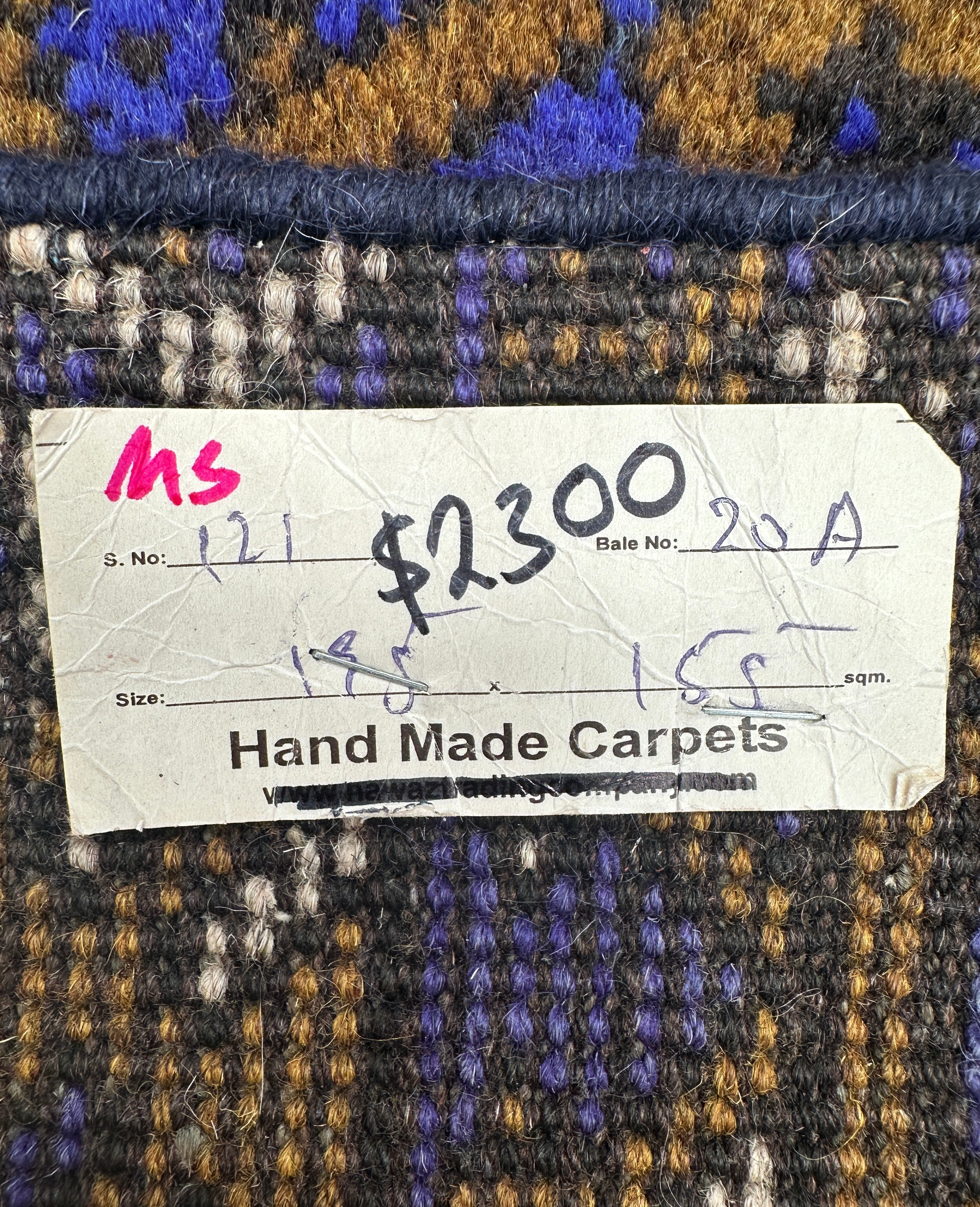 Blue Chobi Afghan Handmade — 1.95 x 1.55