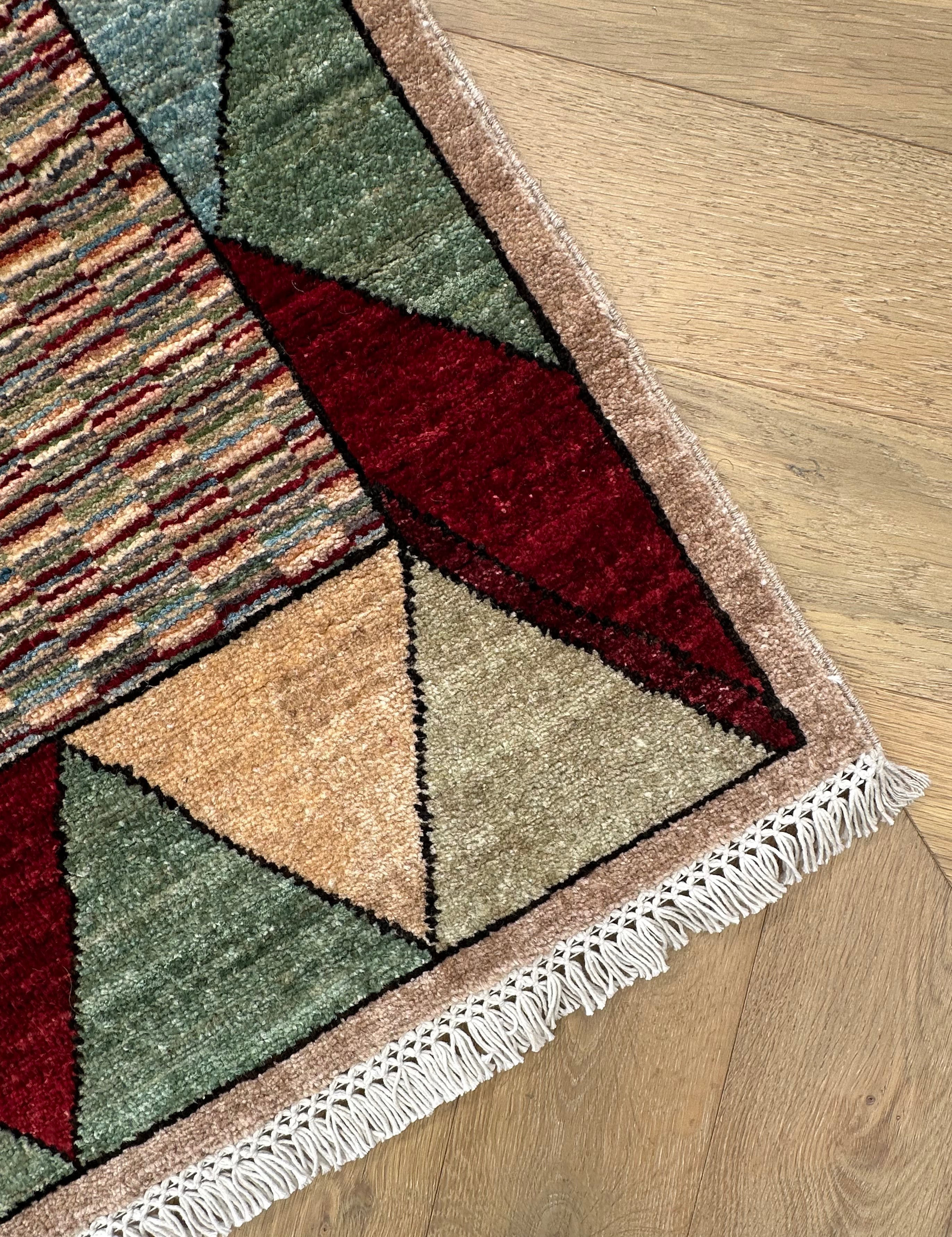 Handmade Gaba rug-runner — 3.80 x 0.83