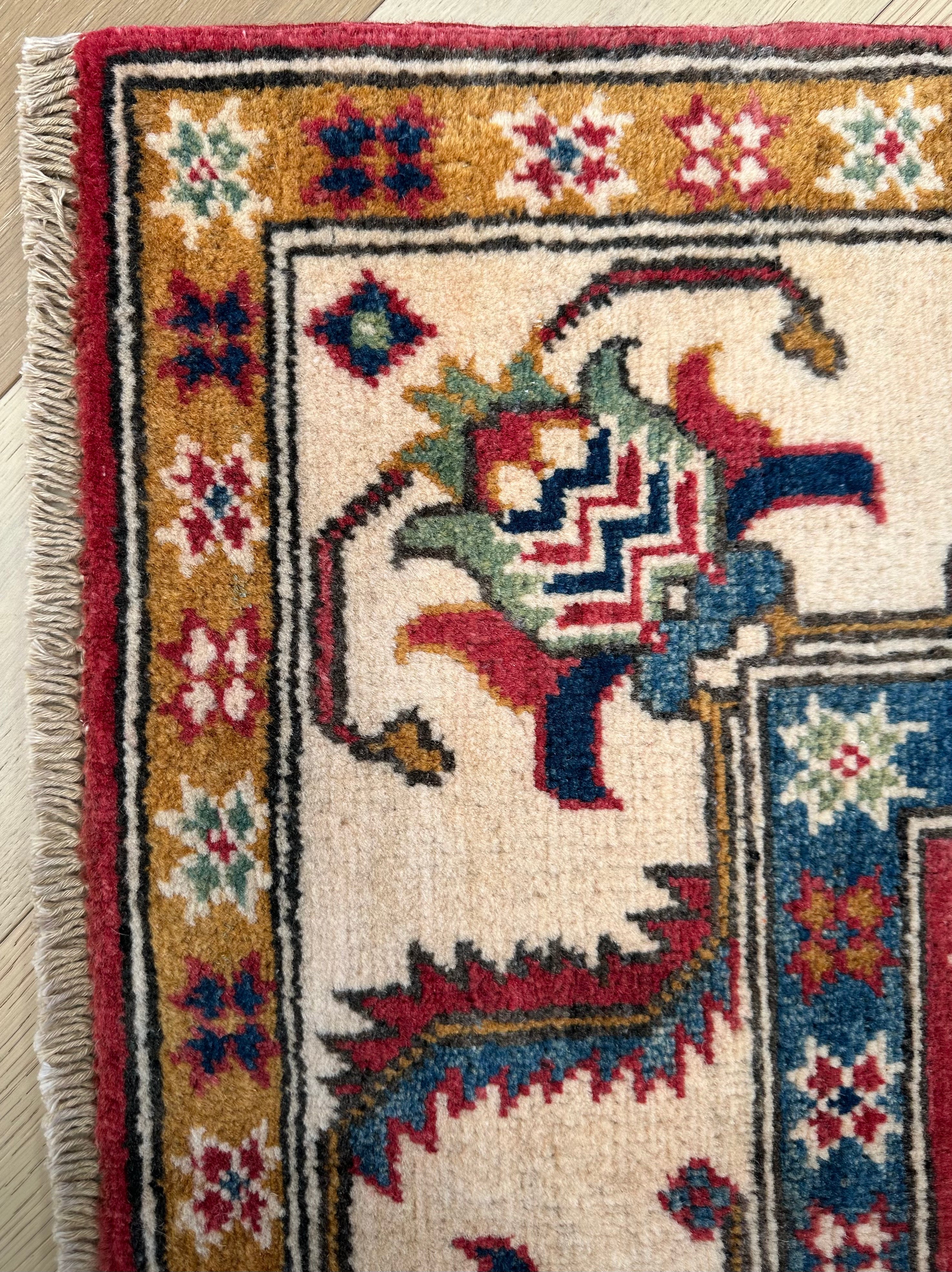 Red Afghan Handmade — 2.10 x 1.53