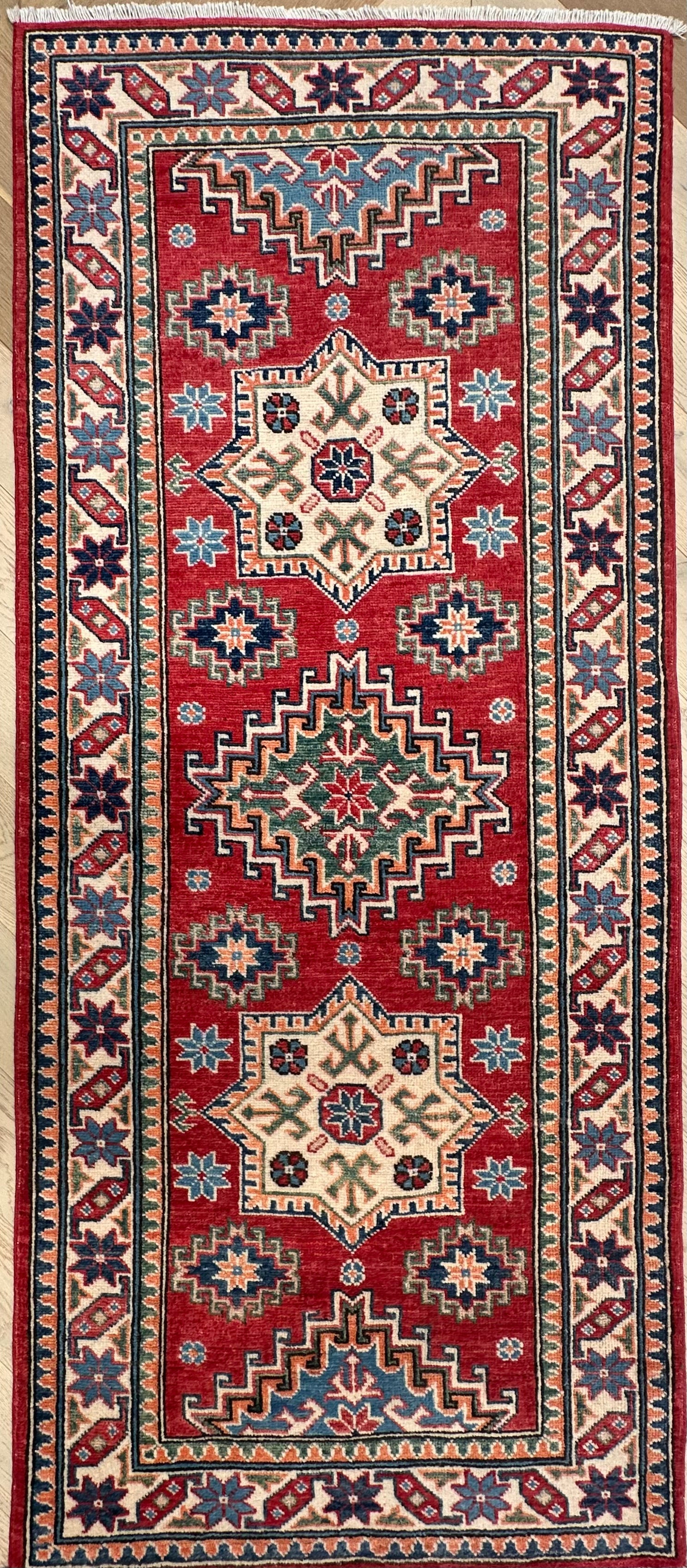 Red Kazak handmade runner — 1.89 x 0.80