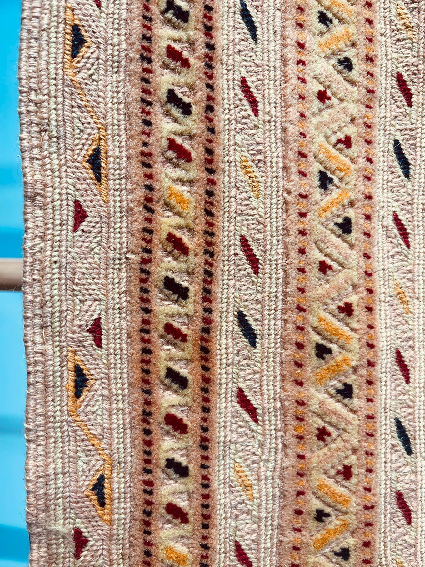 Beige HANDMADE AFGHAN MUSHWANI KILIM | 190 X 152 CM |