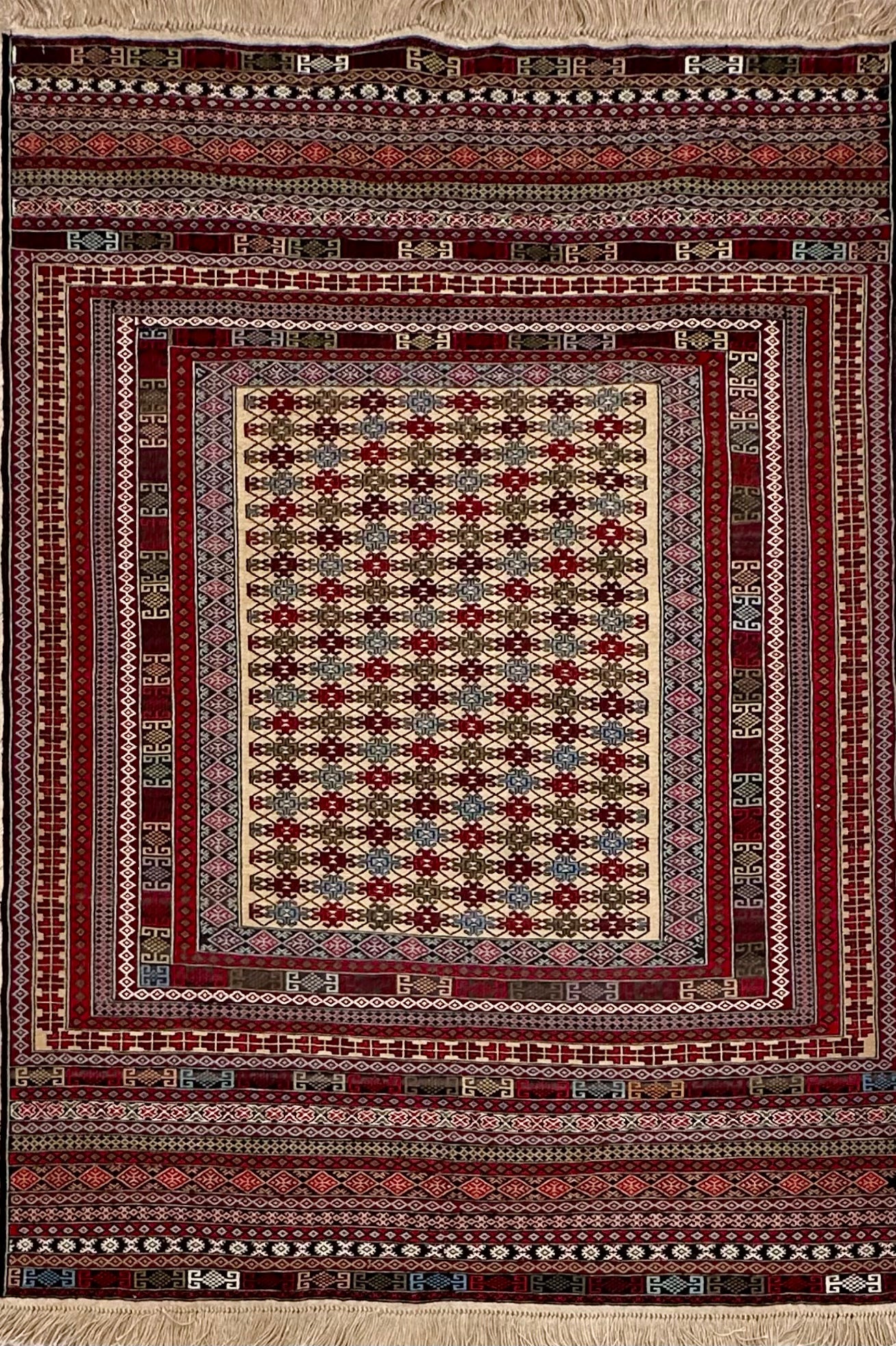 Yellow Handmade Herati Sumak Rug | — 1.88 x 1.26