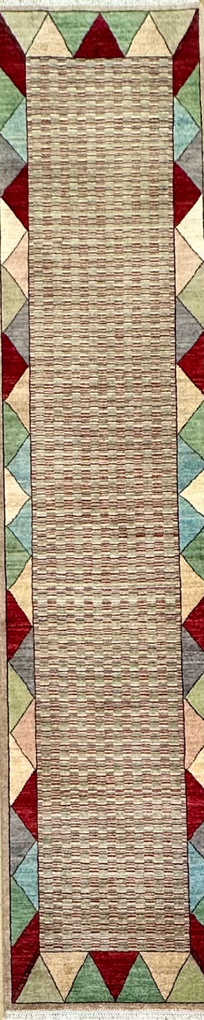 Handmade Gaba rug-runner — 3.80 x 0.83