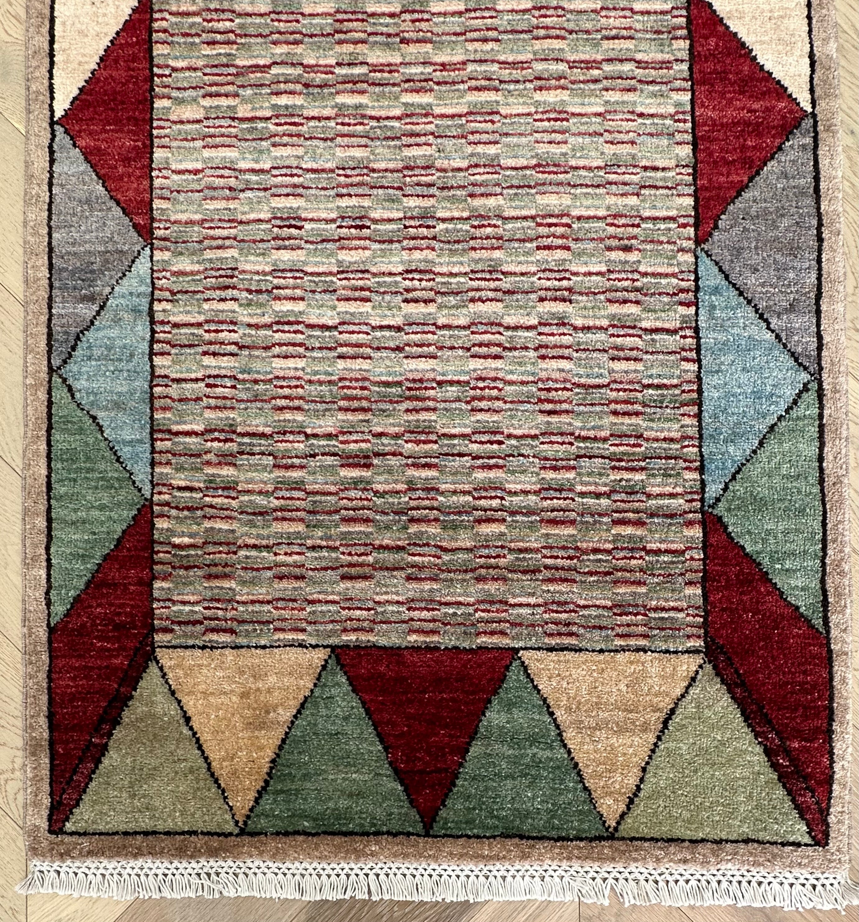 Handmade Gaba rug-runner — 3.80 x 0.83