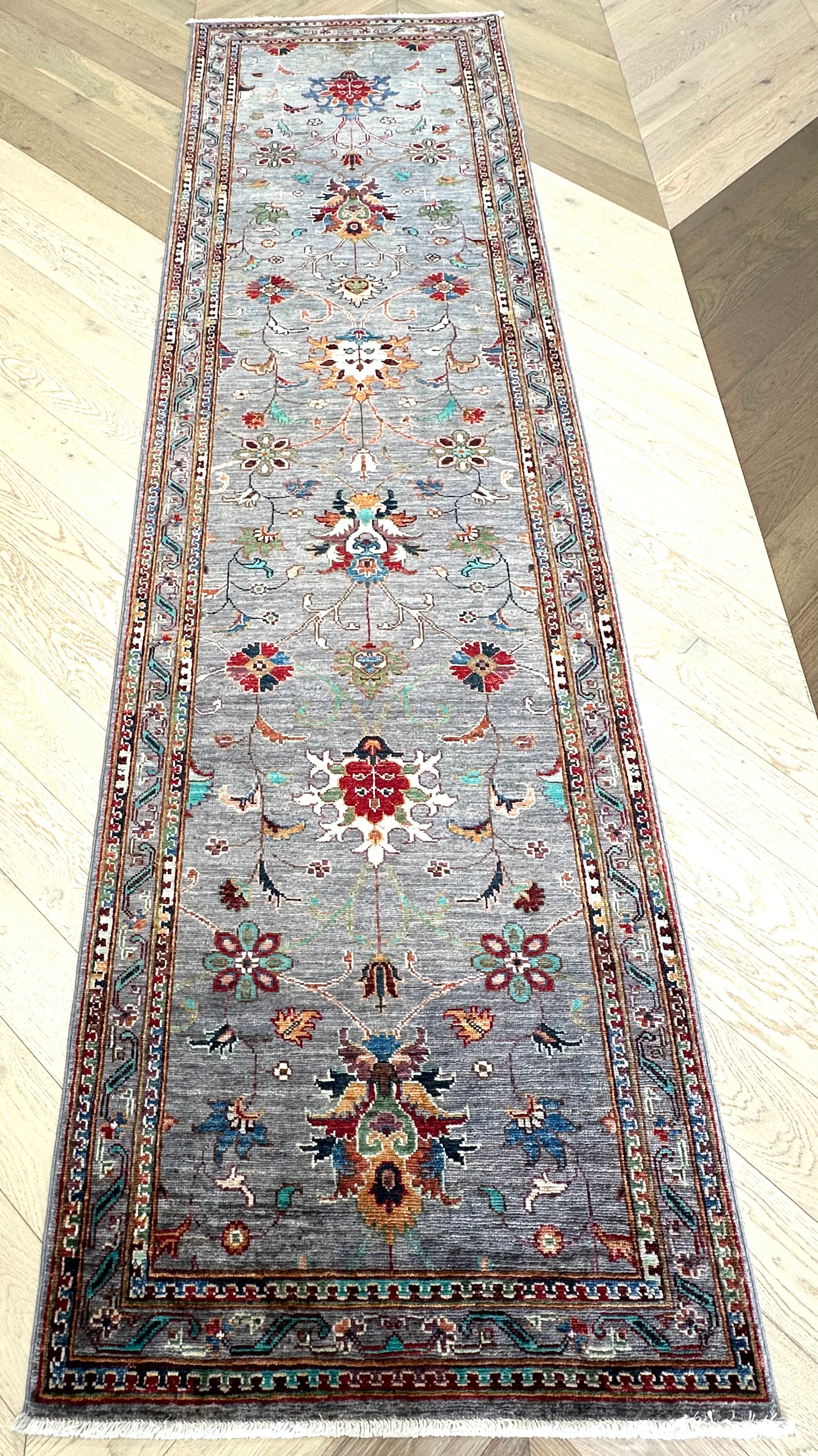 Grey Chobi Afghan Handmade — 3.06 x 0.82