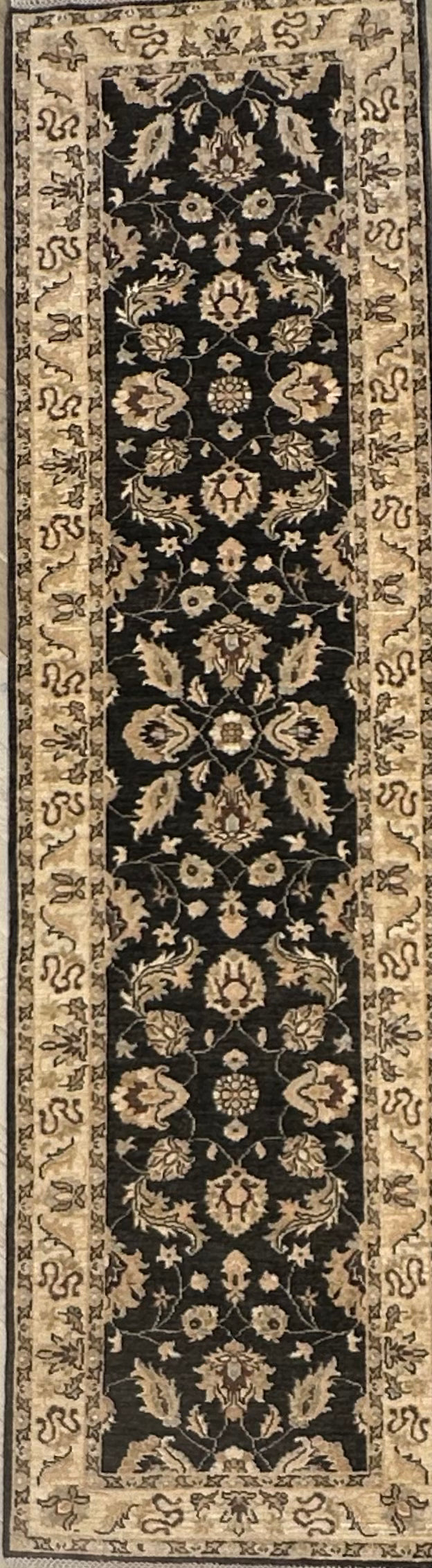 Black Chobi Afghan Handmade — 2.90 x 0.79