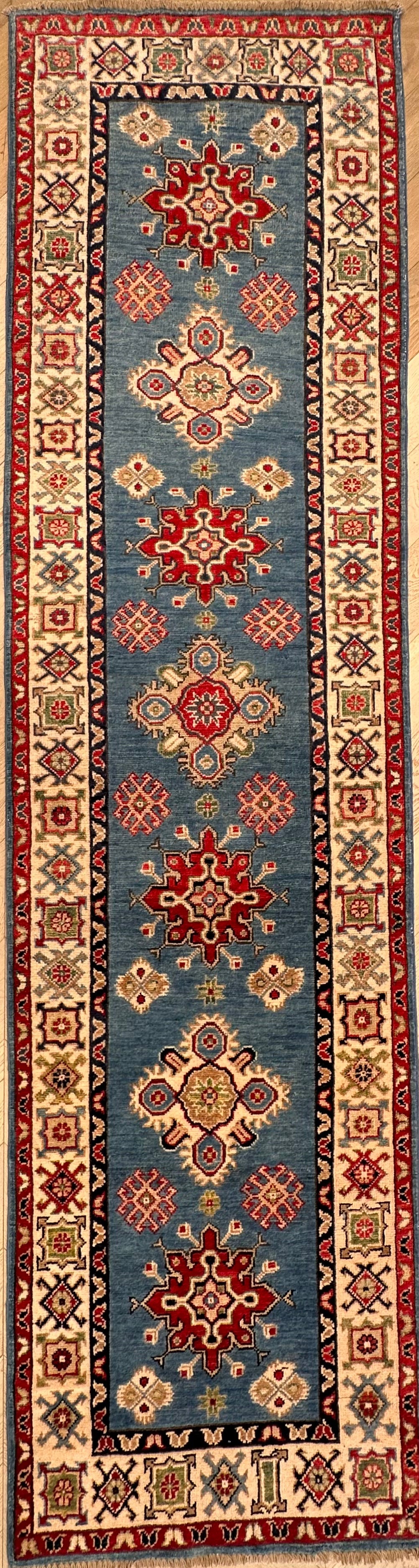 Beige Kazak handmade runner — 2.82 x 0.79