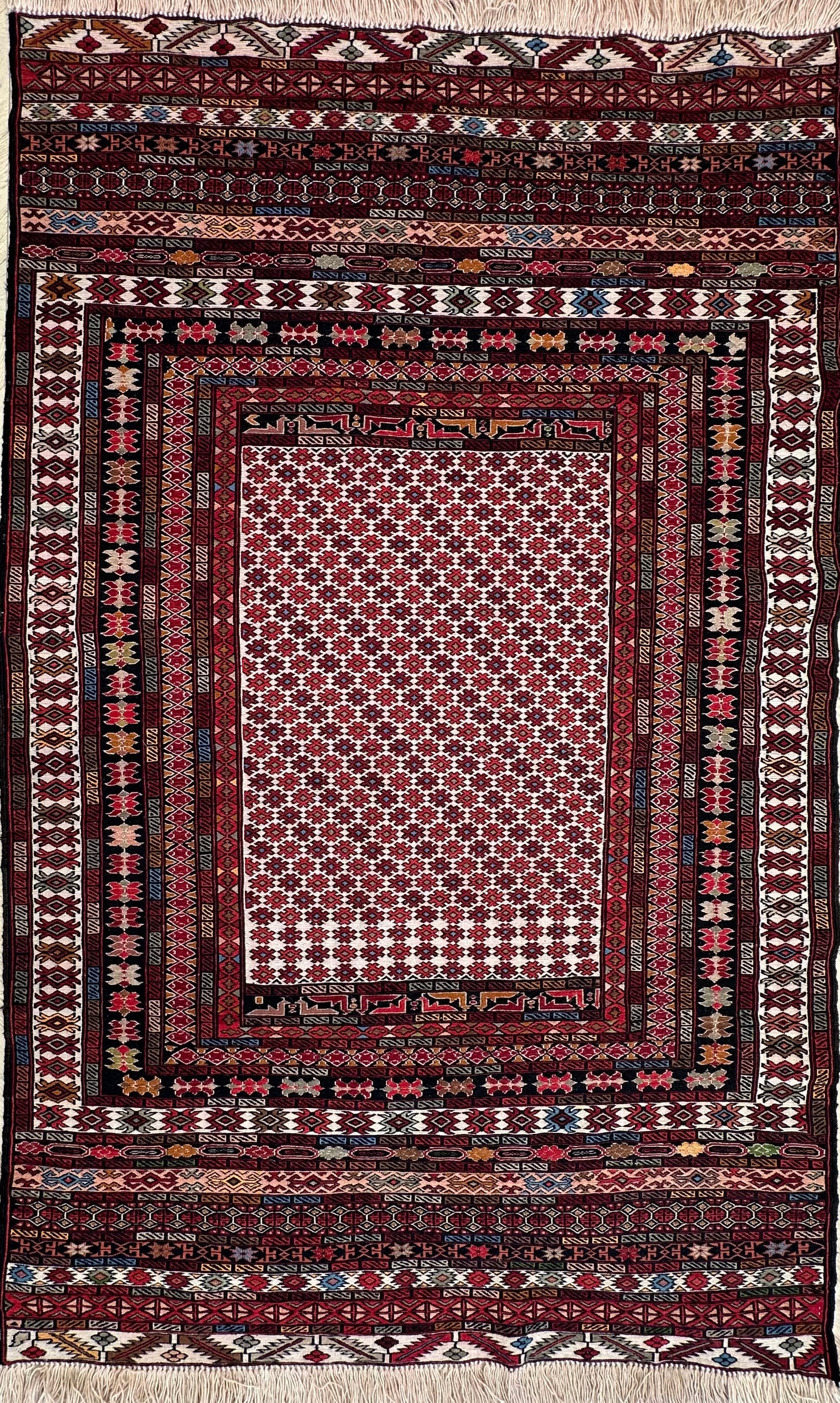 Green Handmade Herati Sumak Rug | — 1.90 x 1.16