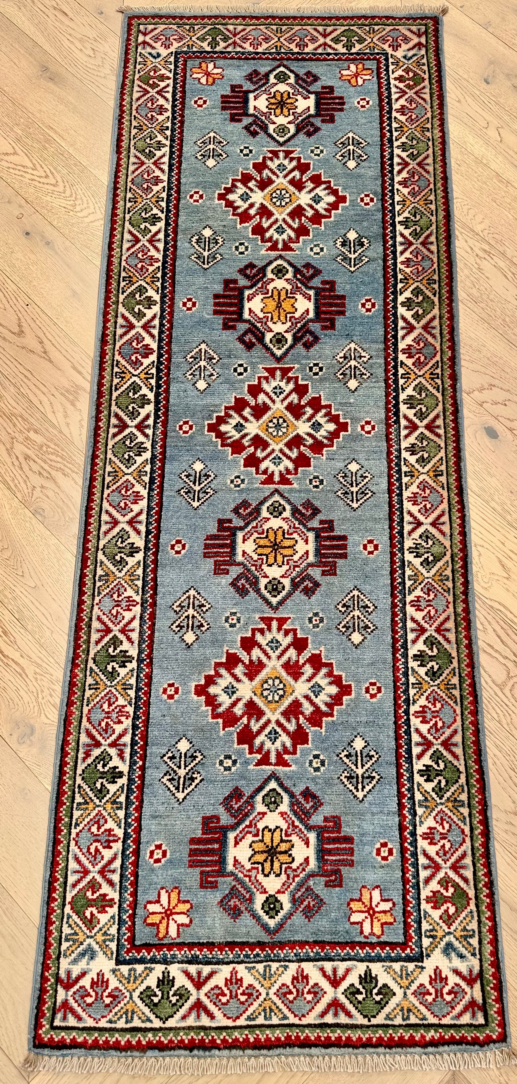 Grey Kazak handmade runner — 1.80 x 0.61