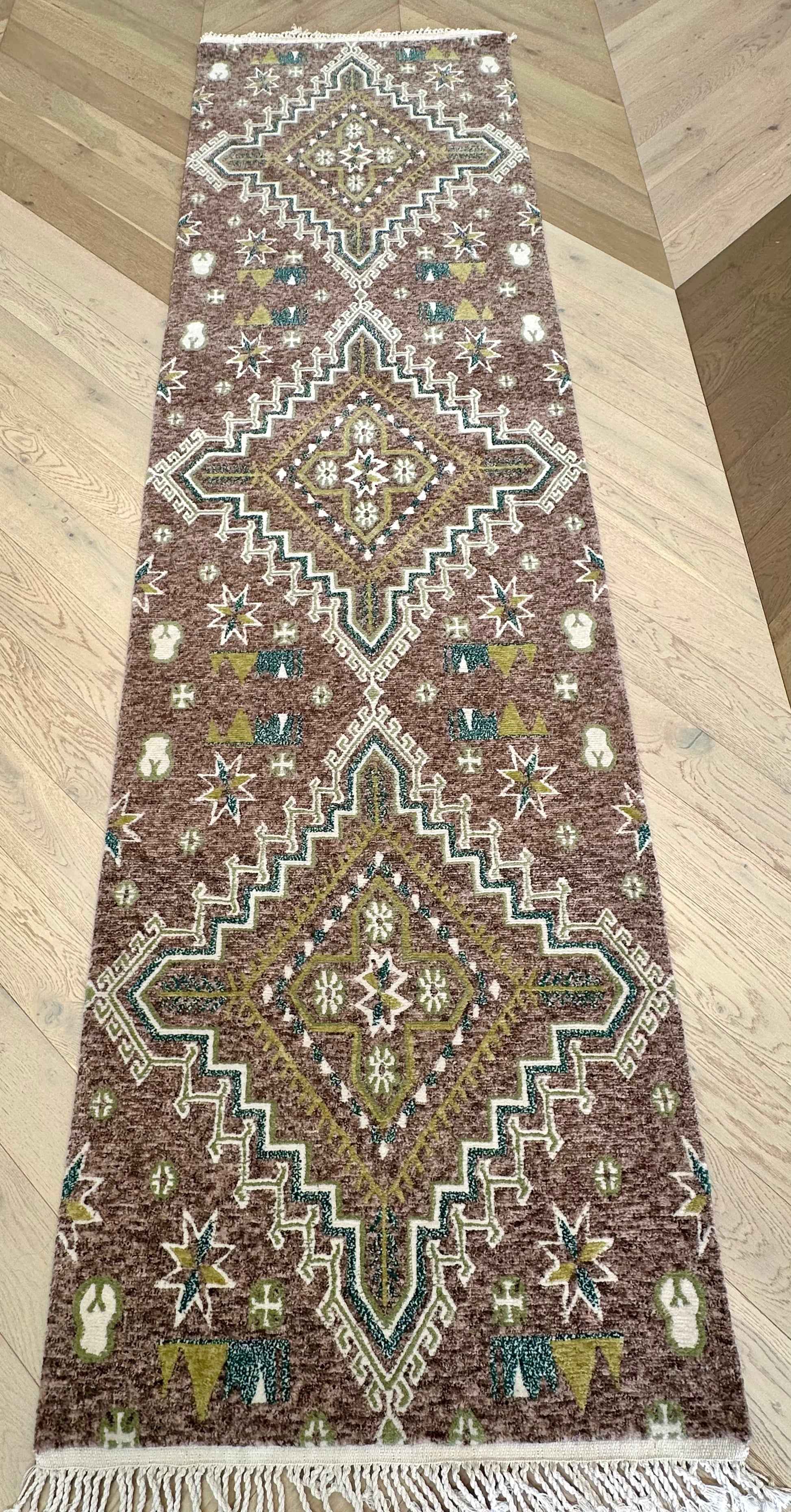 Handmade Nepali rug runner size — 3.00 x 0.80