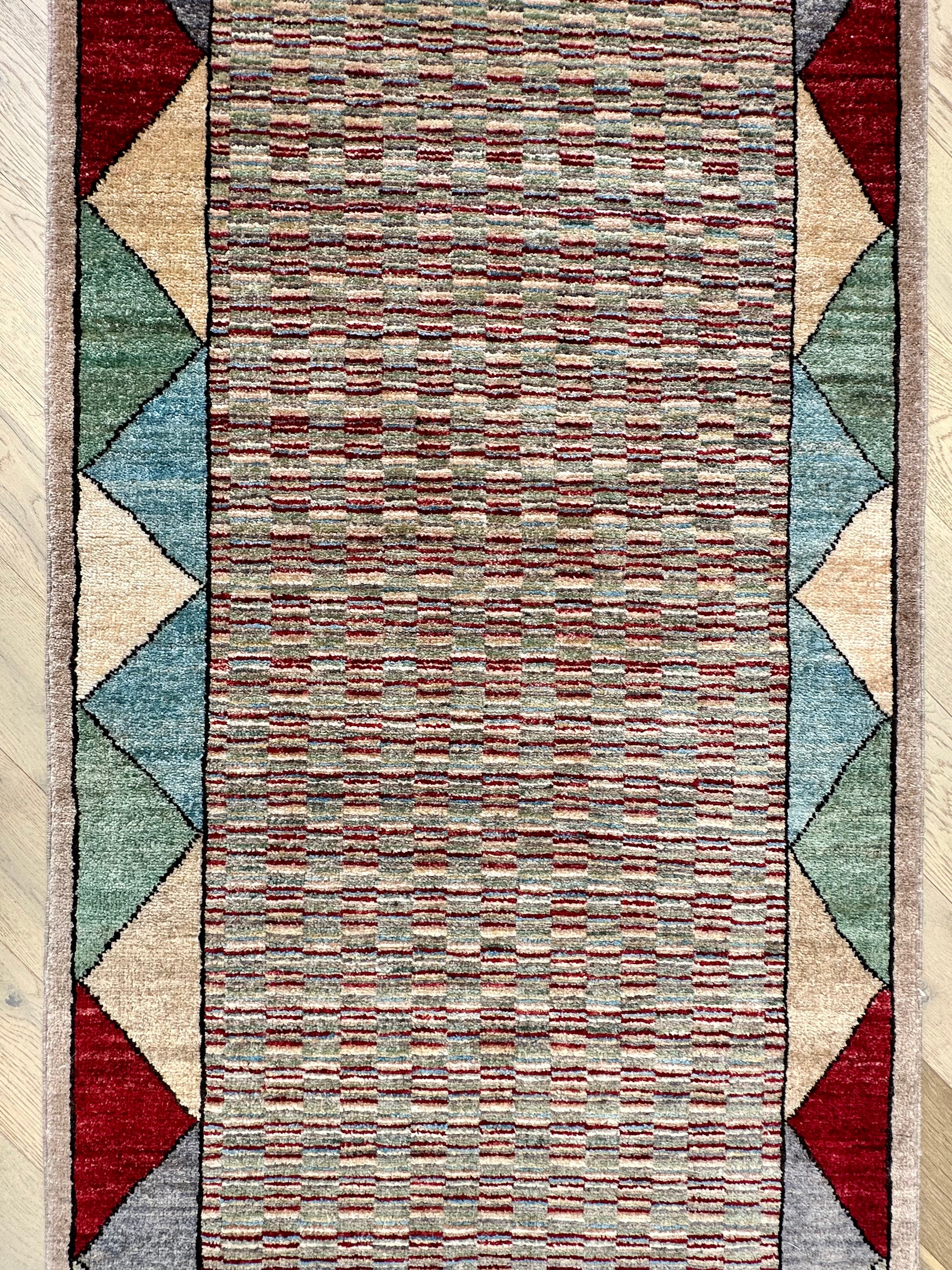 Handmade Gaba rug-runner — 3.80 x 0.83