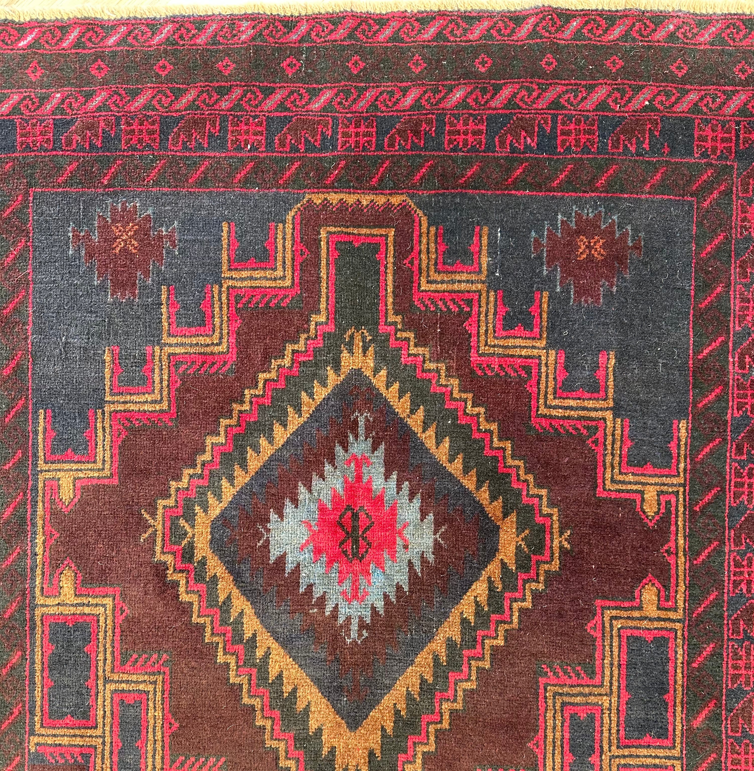 Red Afghan Handmade — 2.08 x 1.16