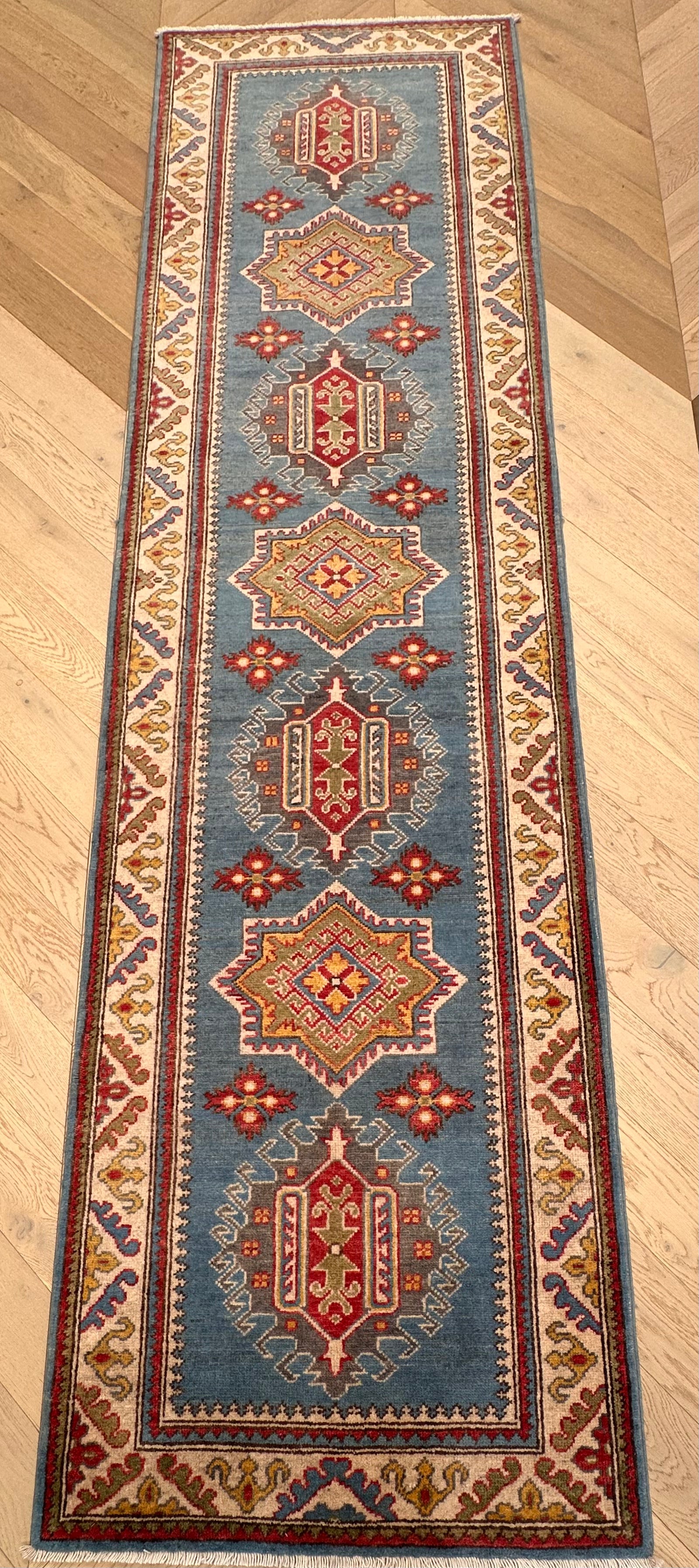 Beige Kazak handmade runner — 0.00 x 0.82