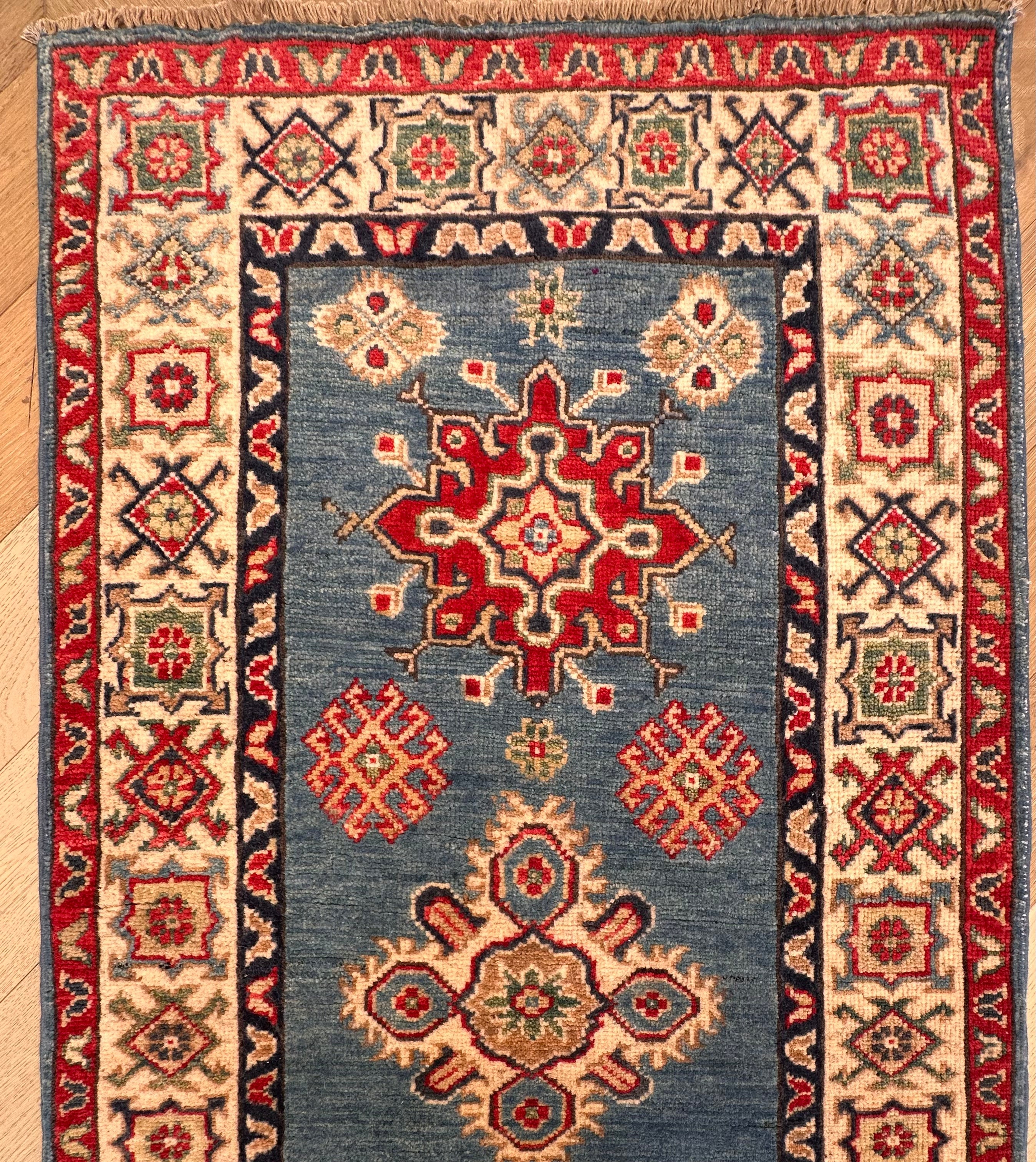 Beige Kazak handmade runner — 2.82 x 0.79