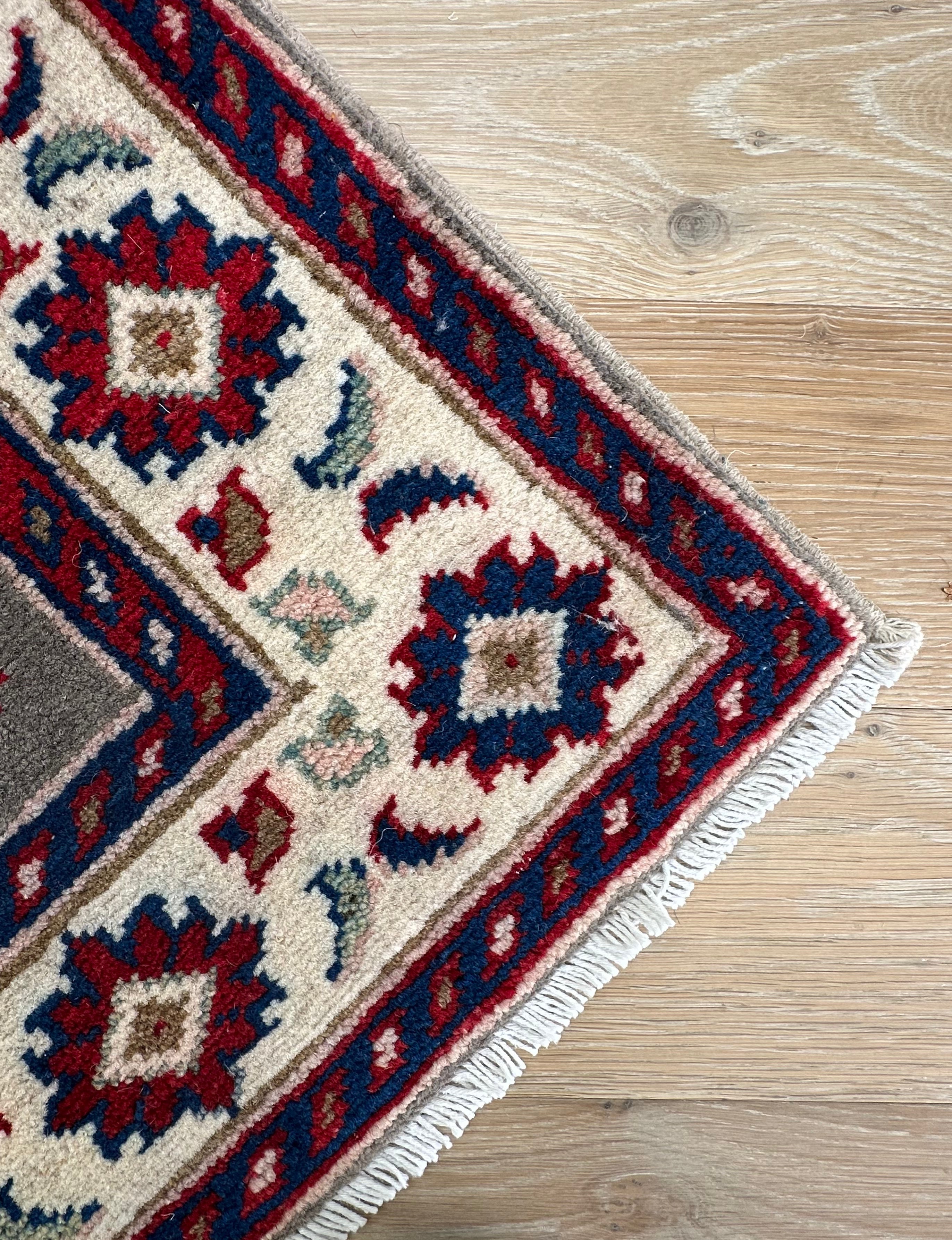 Grey Kazak handmade runner — 2.90 x 0.82