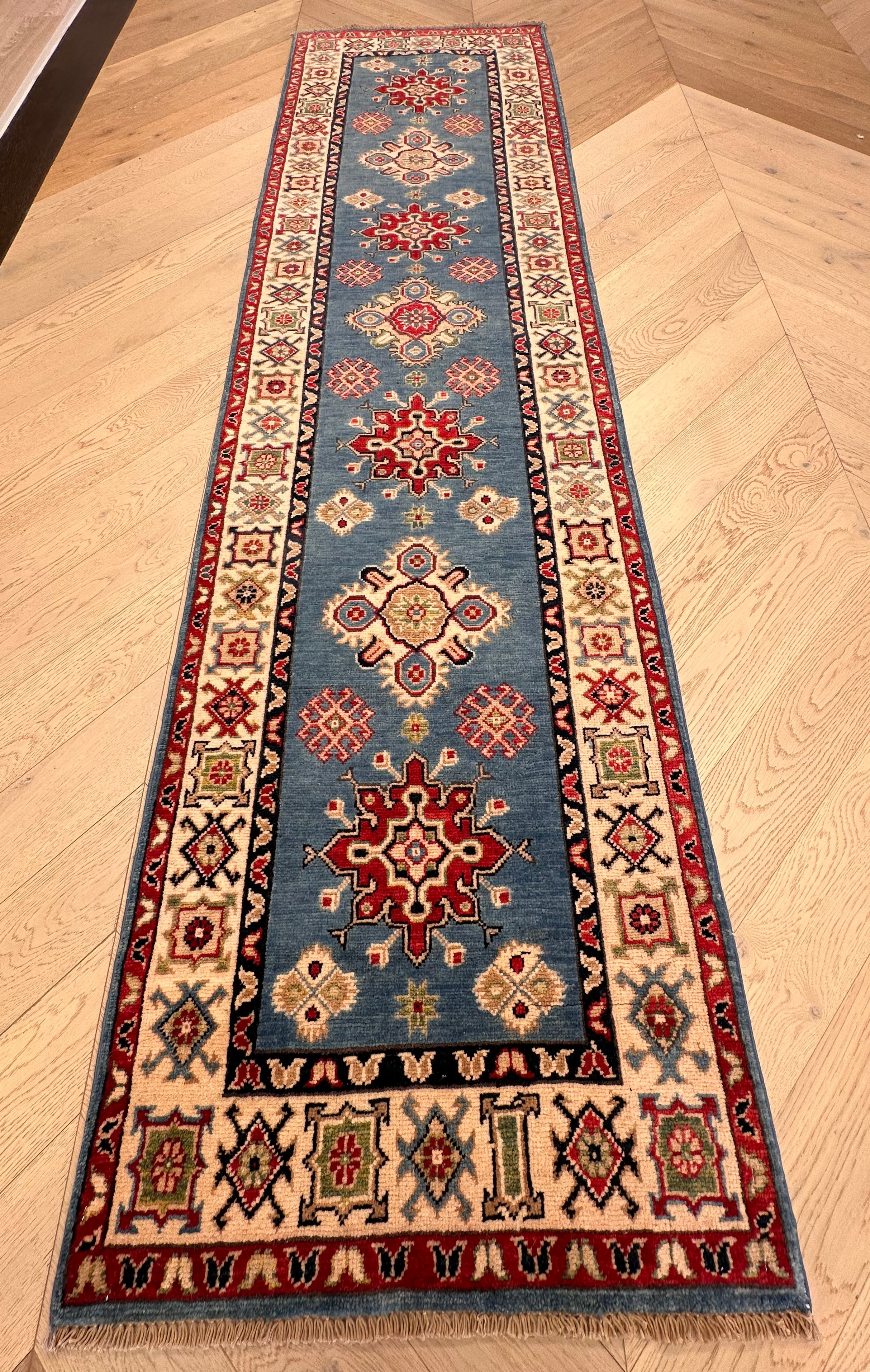 Beige Kazak handmade runner — 2.82 x 0.79