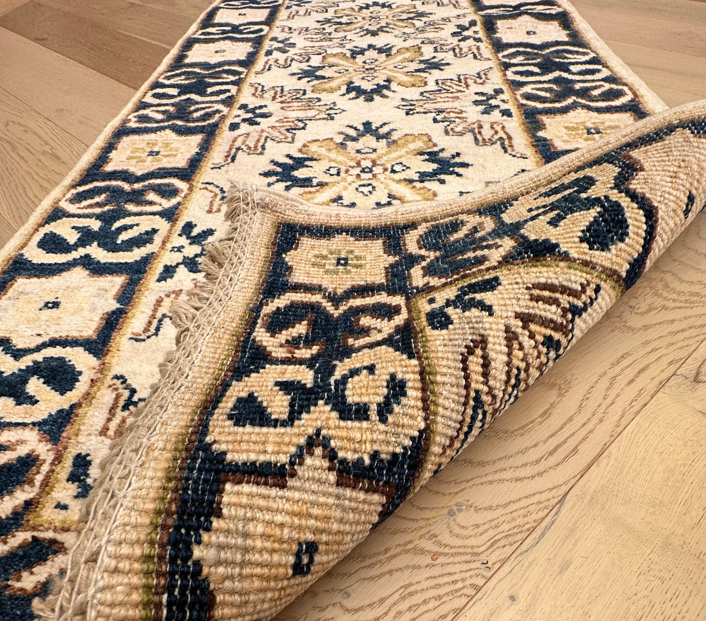 Grey Kazak handmade runner — 1.92 x 0.60