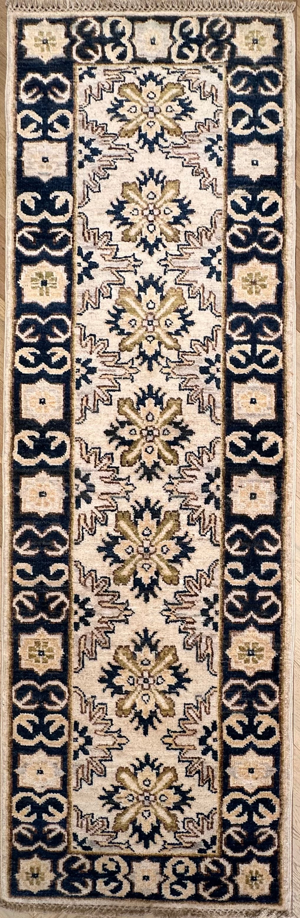 Grey Kazak handmade runner — 1.92 x 0.60