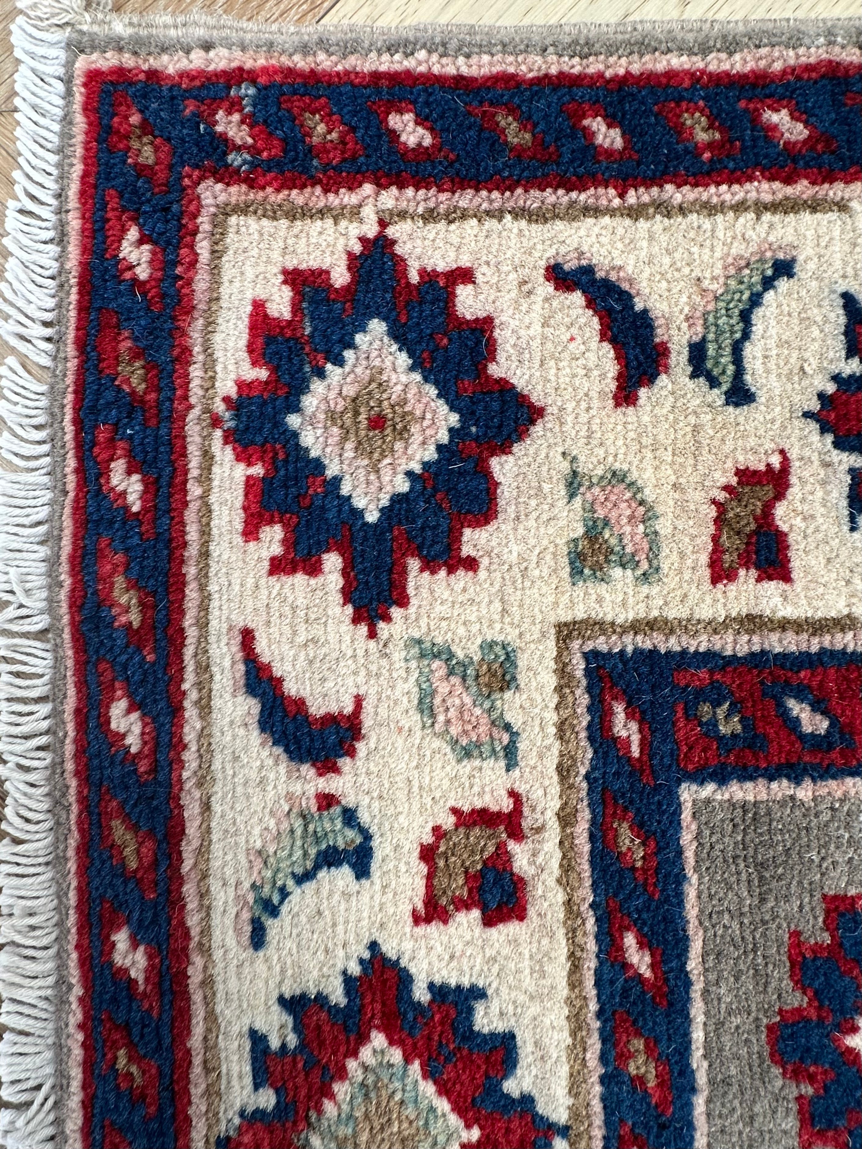 Grey Kazak handmade runner — 2.90 x 0.82
