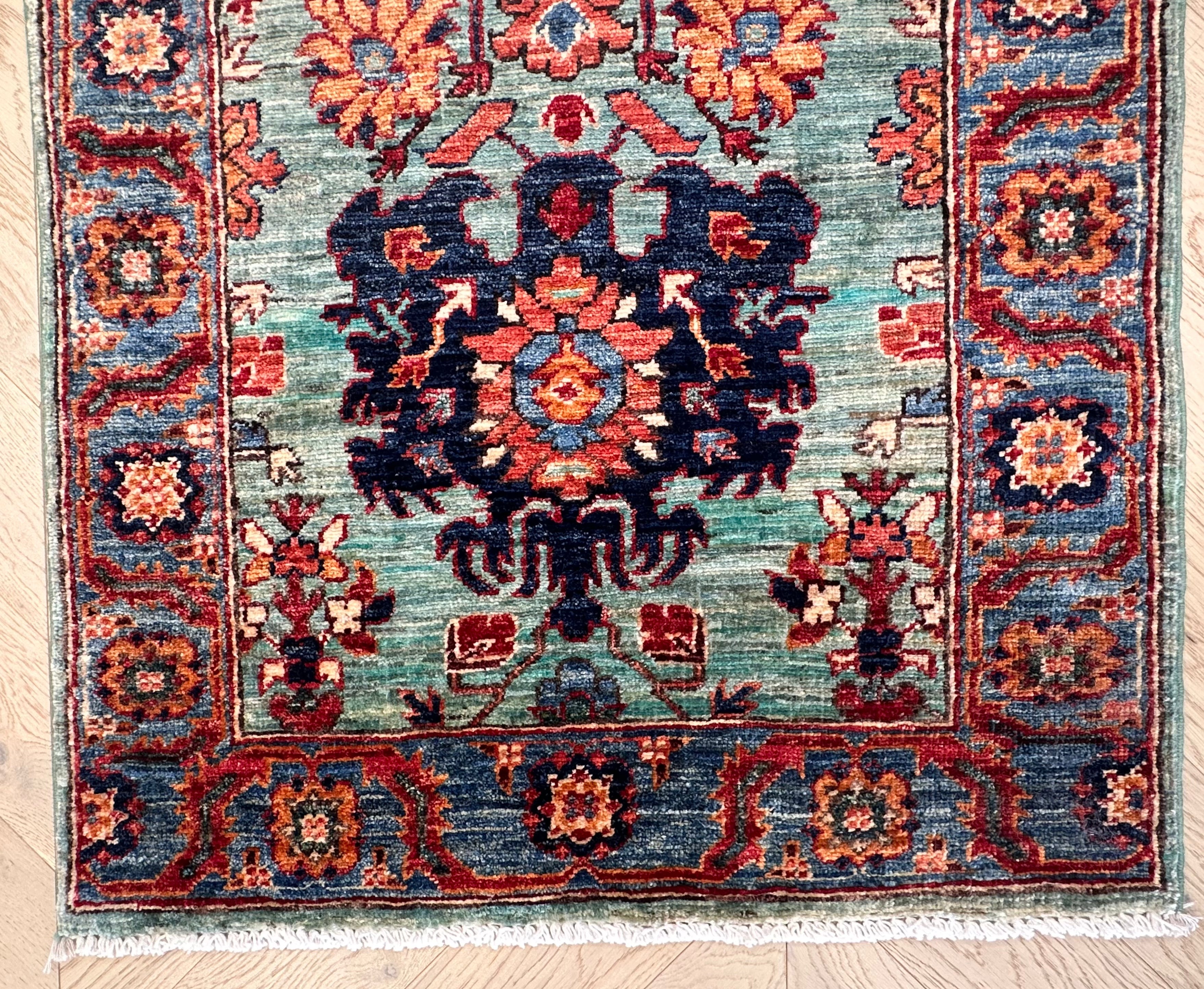 Beige Chobi Afghan Handmade — 3.01 x 0.83